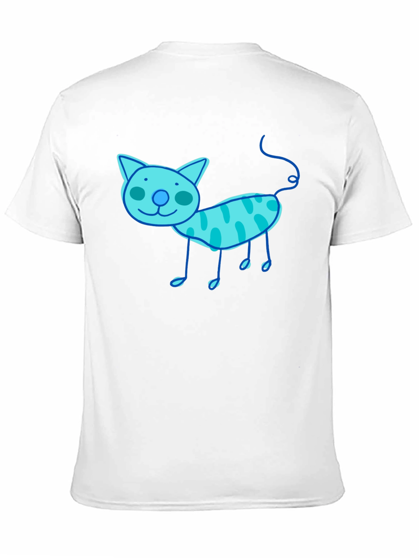 Whimsical Cat Graphic Tee - Black Cotton T-Shirt