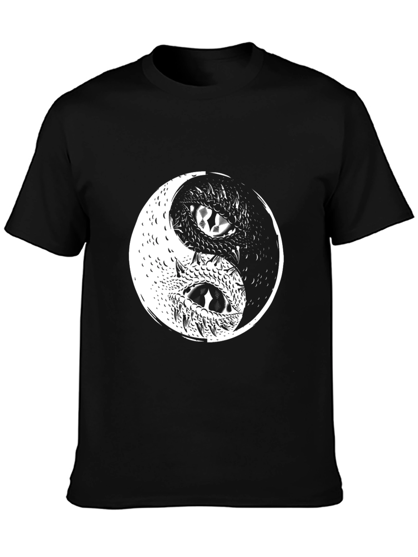 Yin Yang Dragon Graphic Tee - Black