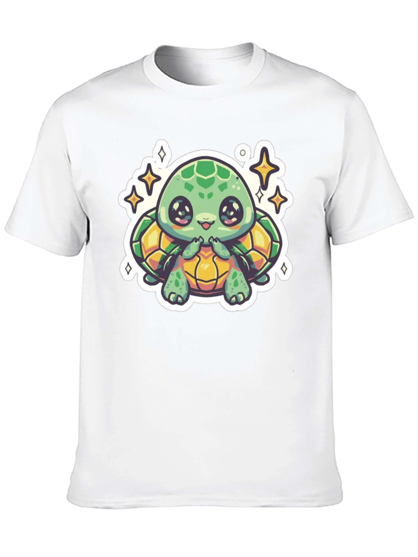 Cute Turtle Graphic Tee - Black Cotton T-Shirt
