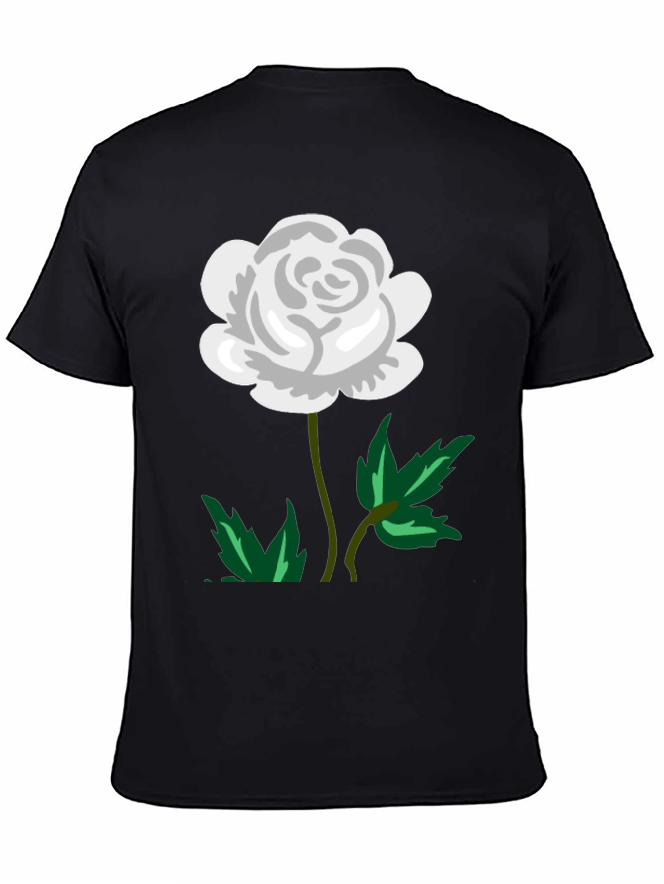 White Rose Graphic Black T-Shirt