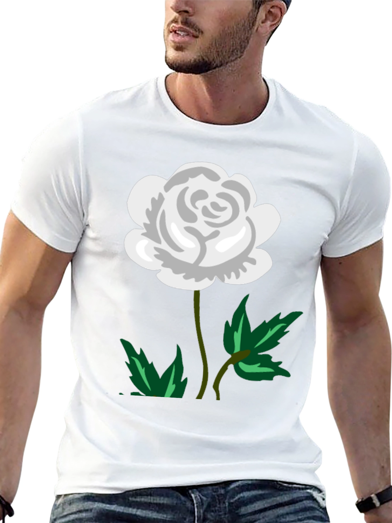 White Rose Graphic Black T-Shirt