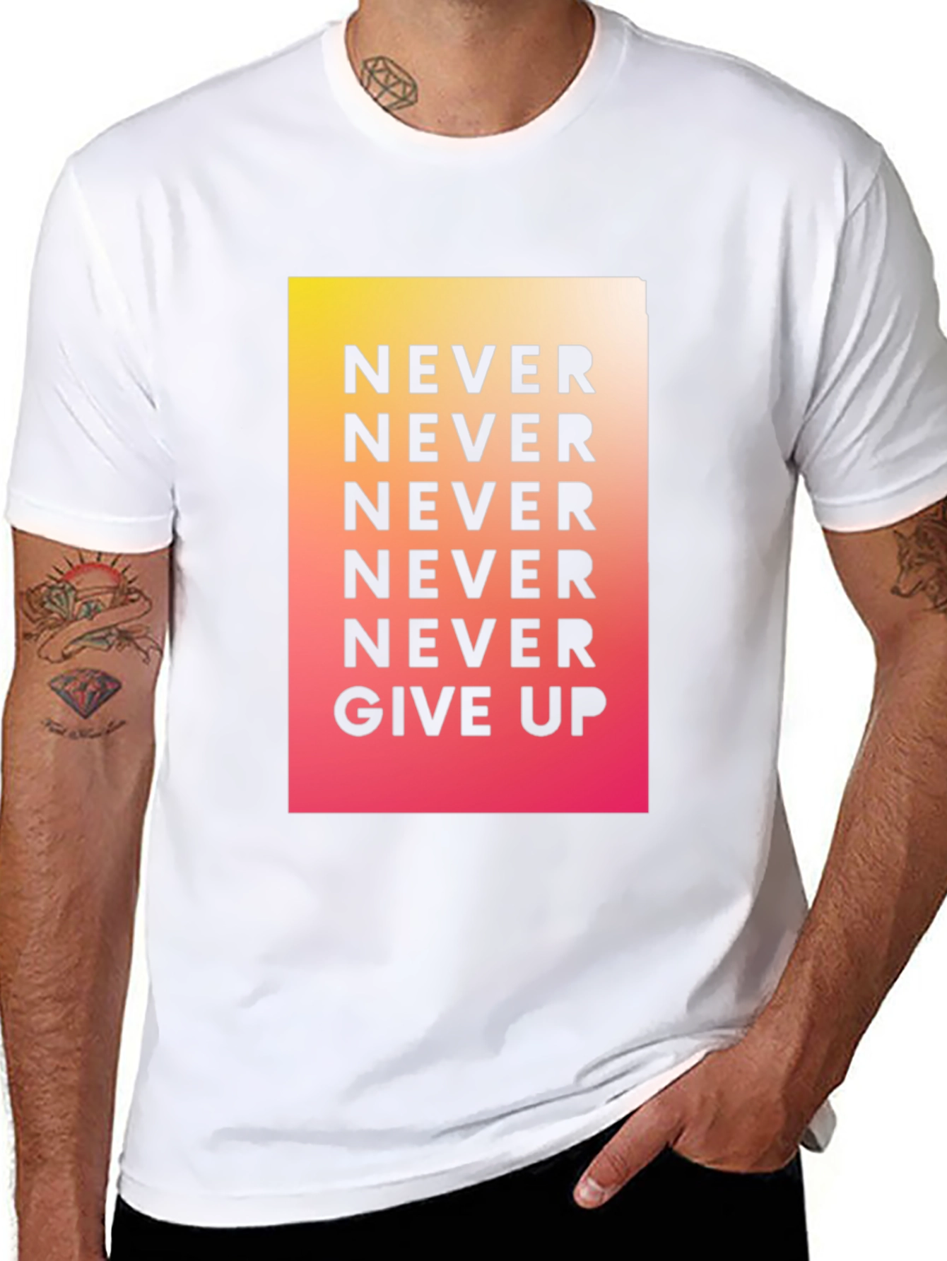 Never Give Up Graphic Tee - Motivational Shirt