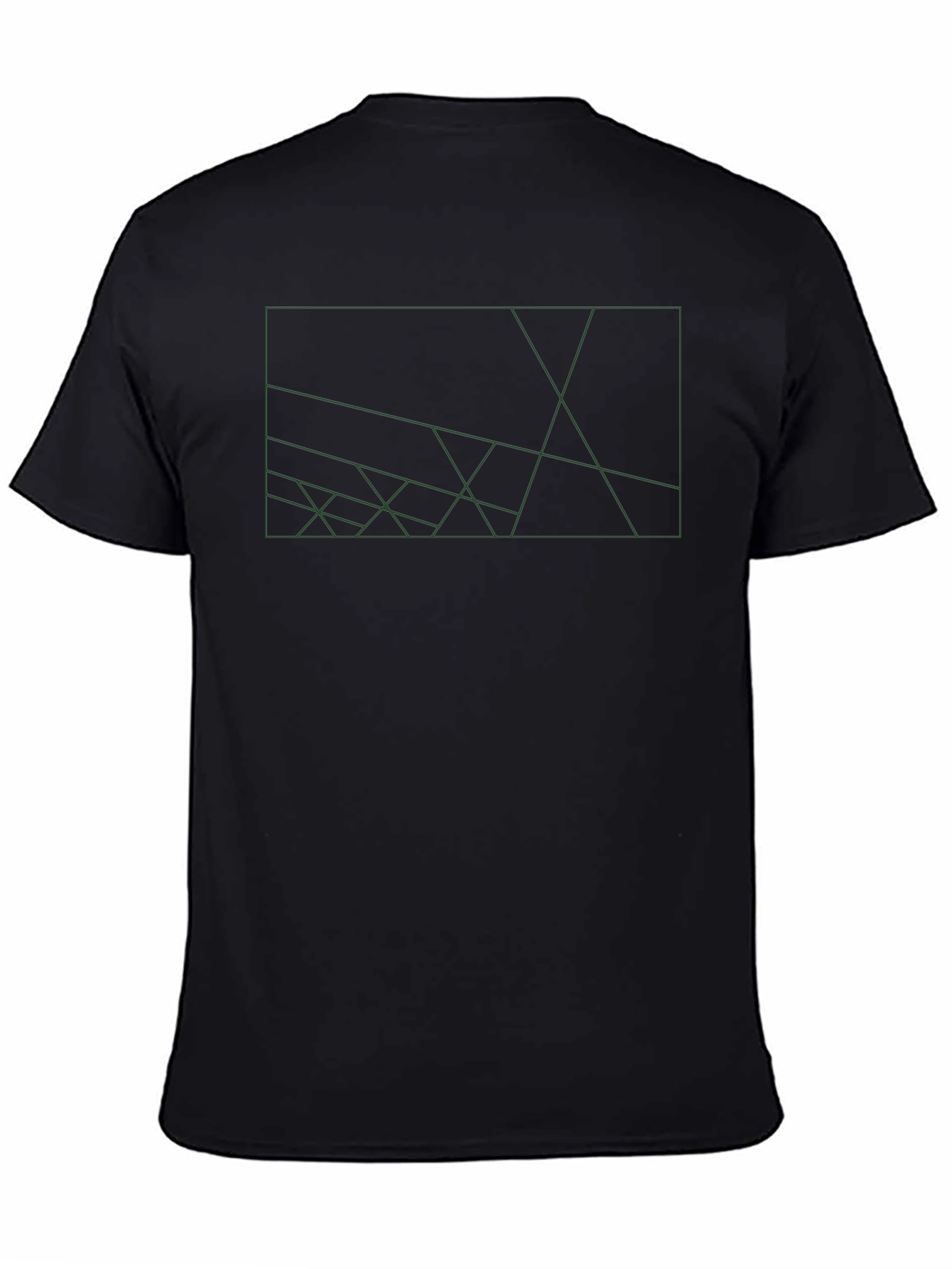 Geometric Line Art Black T-Shirt