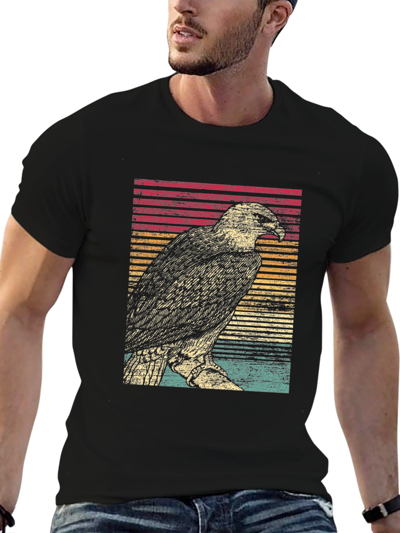 Retro Eagle Graphic Tee - Black Unisex T-Shirt