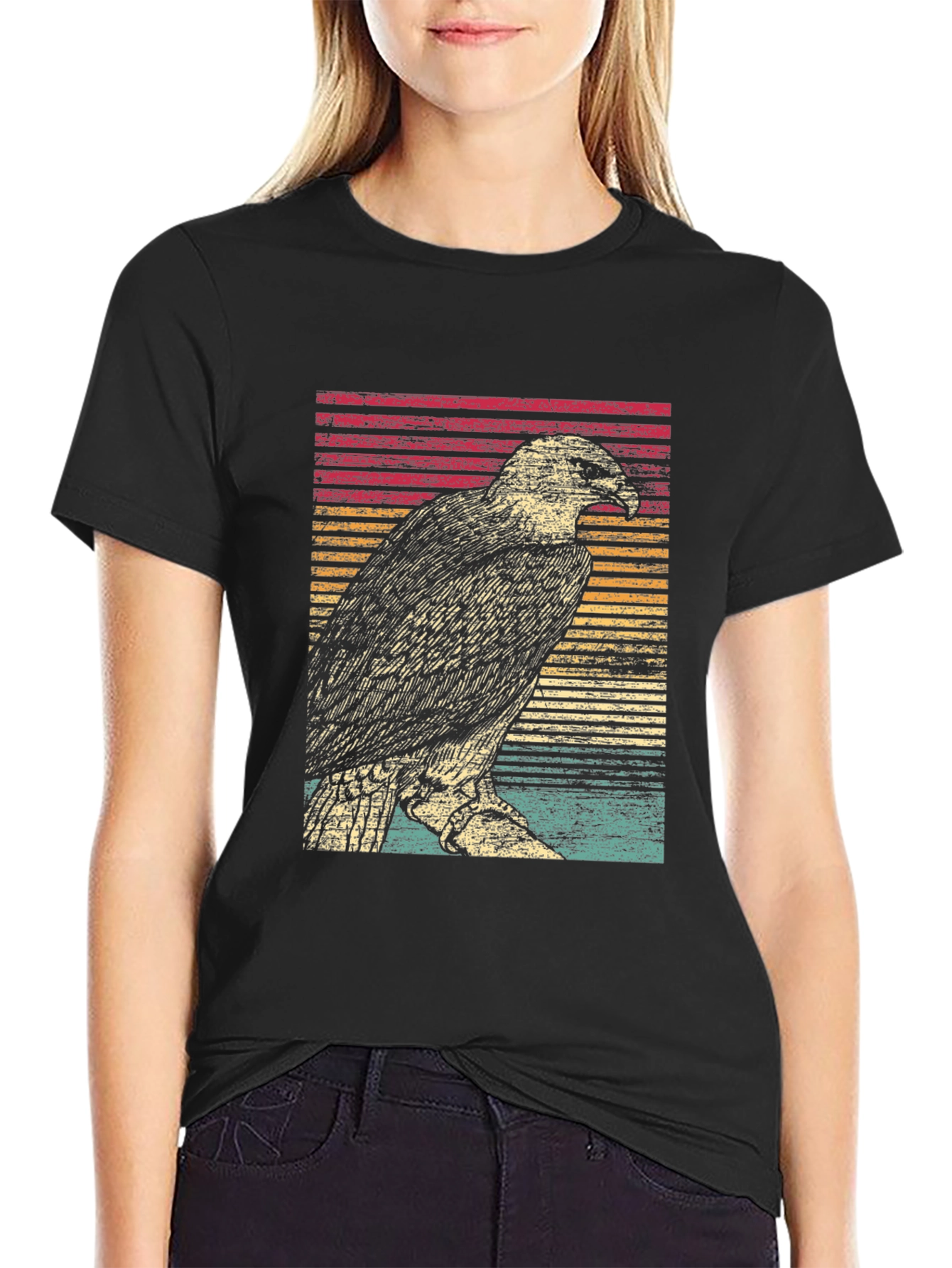 Retro Eagle Graphic Tee - Black Unisex T-Shirt