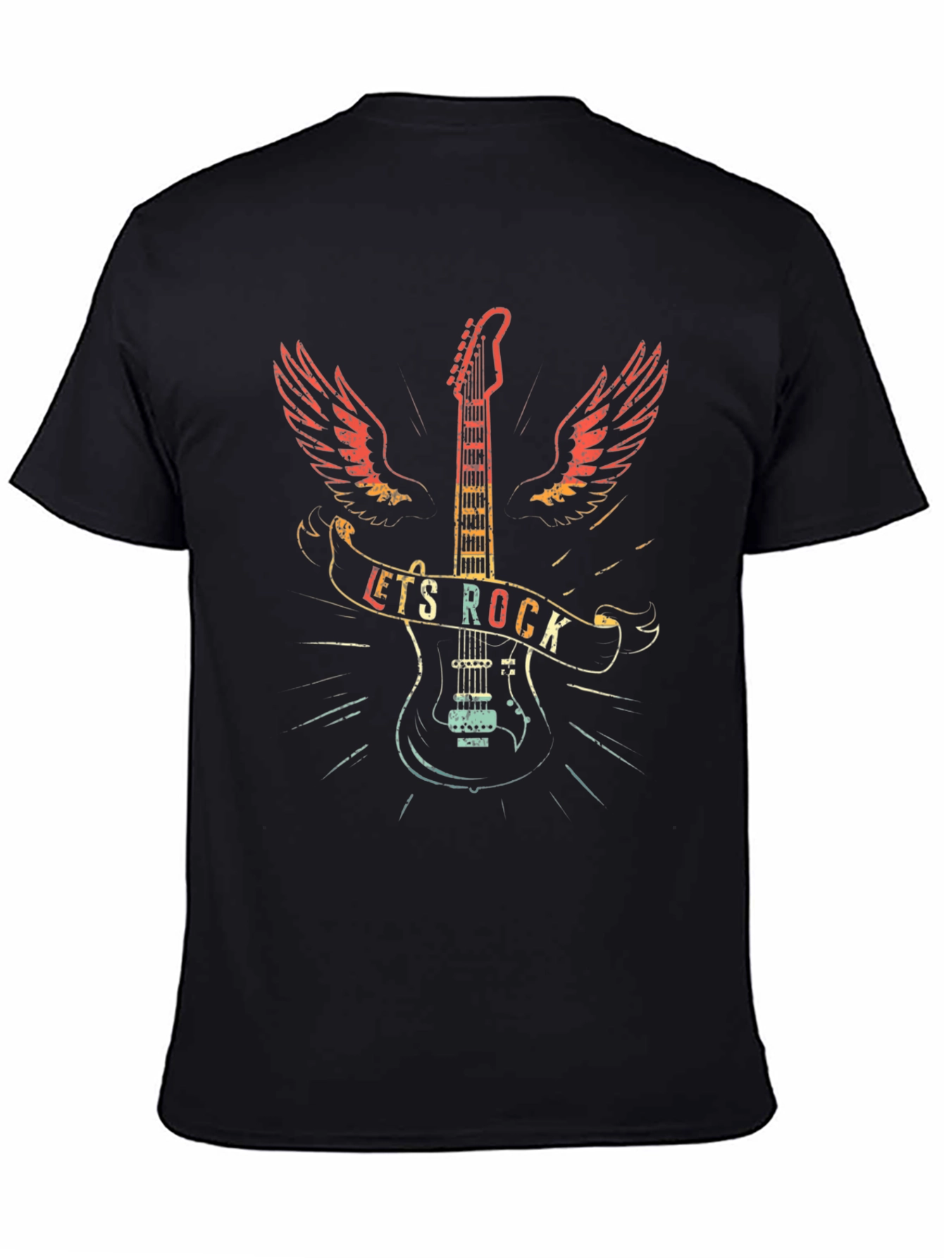 Lets Rock Graphic Print Black T-Shirt