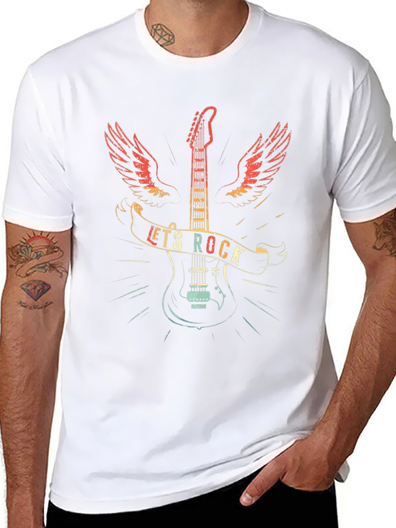 Lets Rock Graphic Print Black T-Shirt