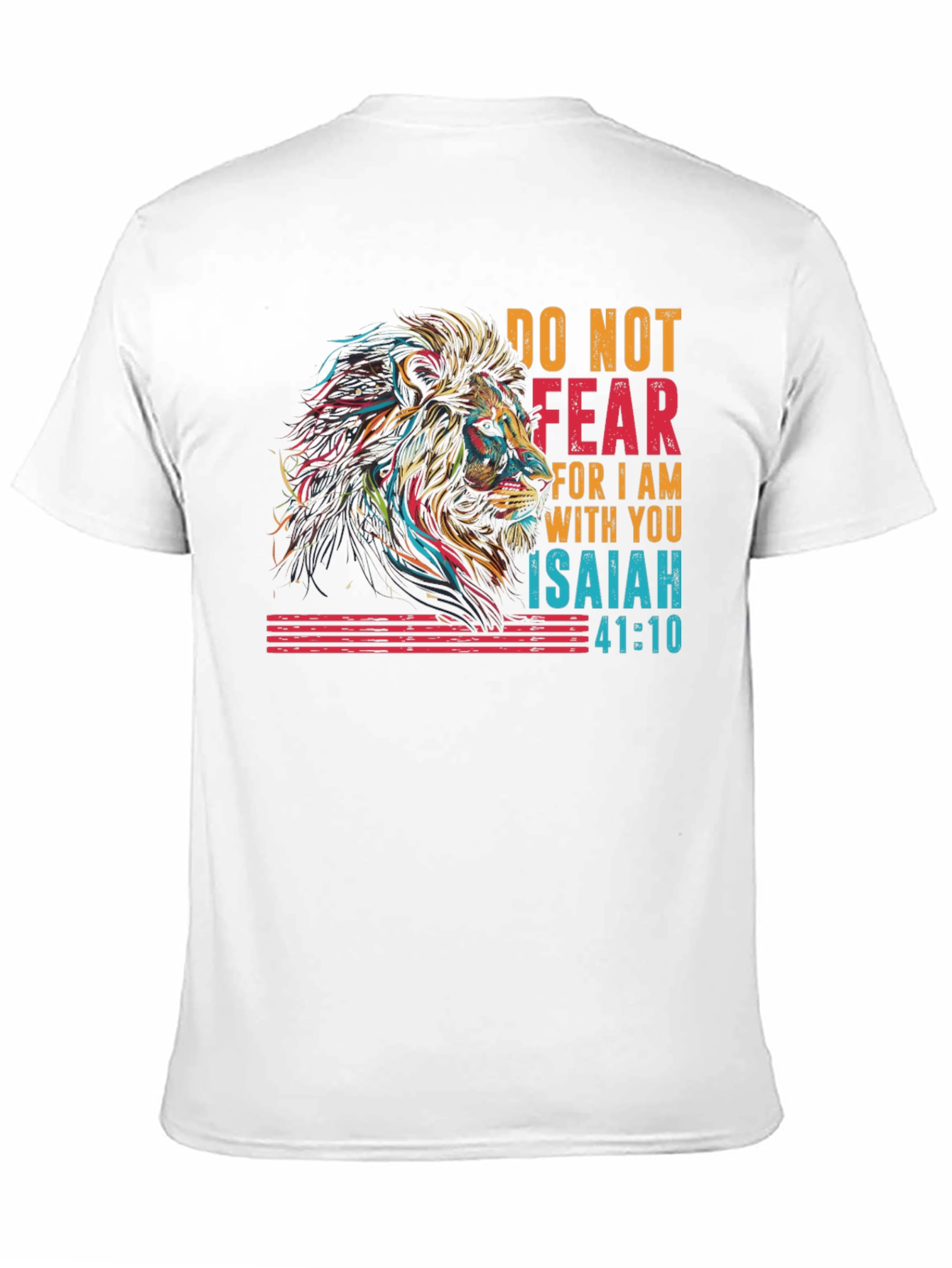 Lion Isaiah 41:10 Graphic Print Black T-Shirt
