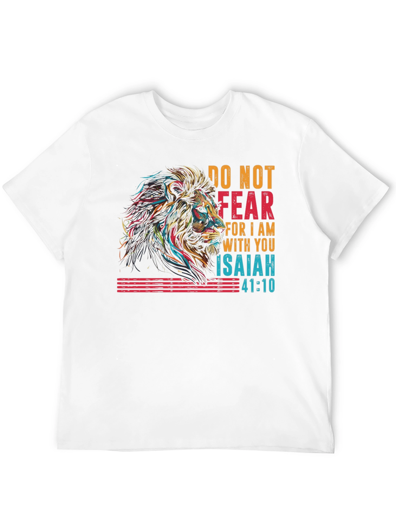 Lion Isaiah 41:10 Graphic Print Black T-Shirt
