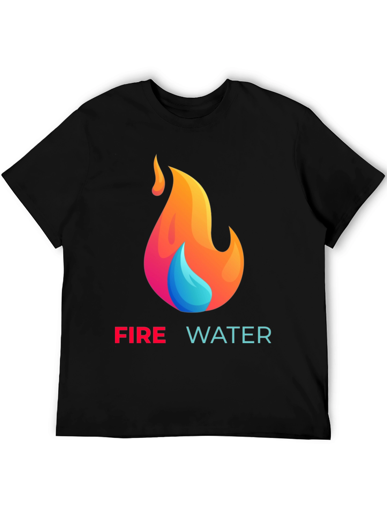 Fire and Water Graphic T-Shirt - Black Cotton Tee