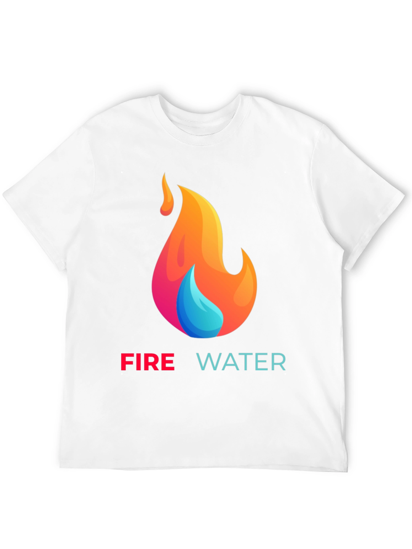 Fire and Water Graphic T-Shirt - Black Cotton Tee