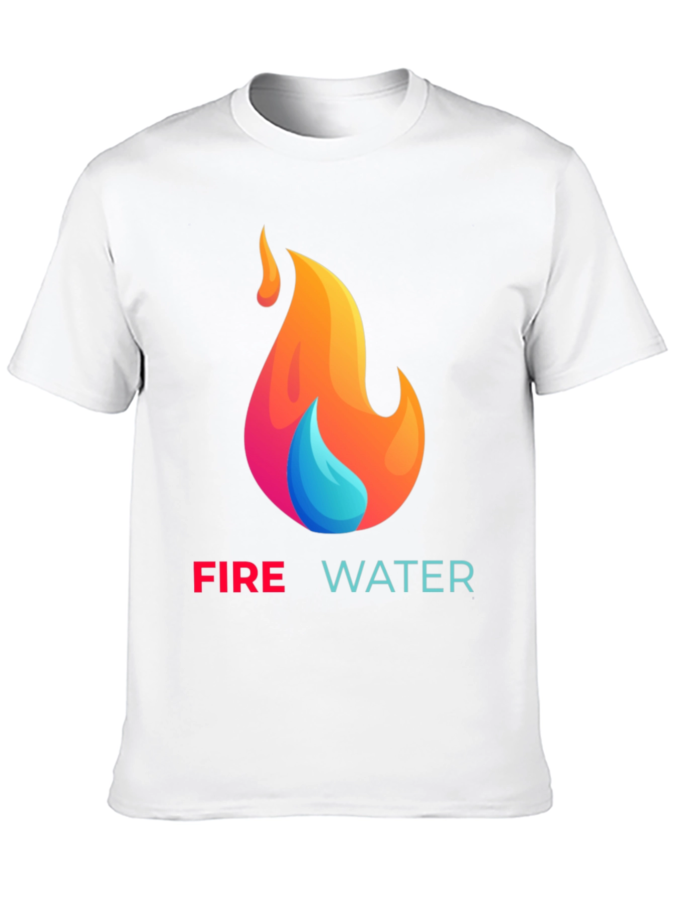 Fire and Water Graphic T-Shirt - Black Cotton Tee