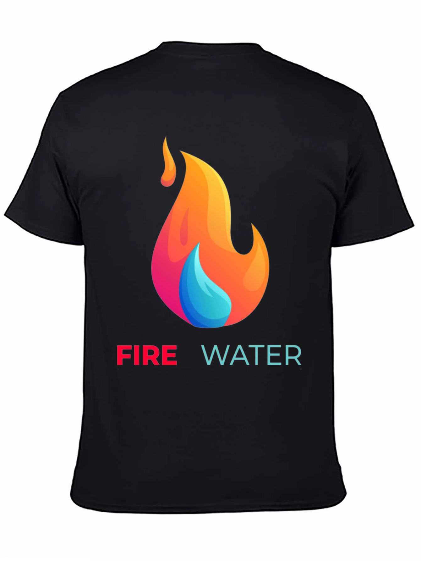 Fire and Water Graphic T-Shirt - Black Cotton Tee