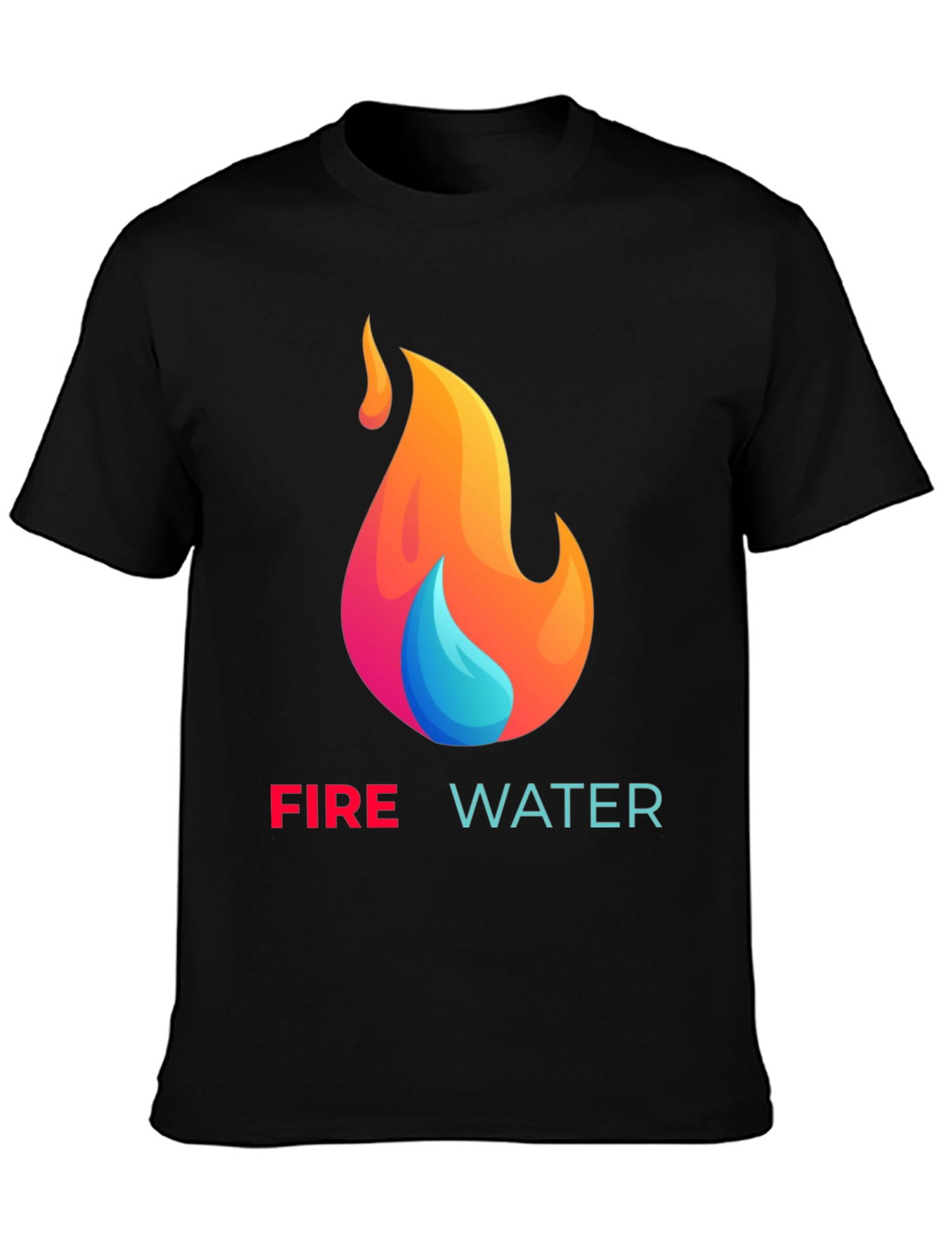 Fire and Water Graphic T-Shirt - Black Cotton Tee