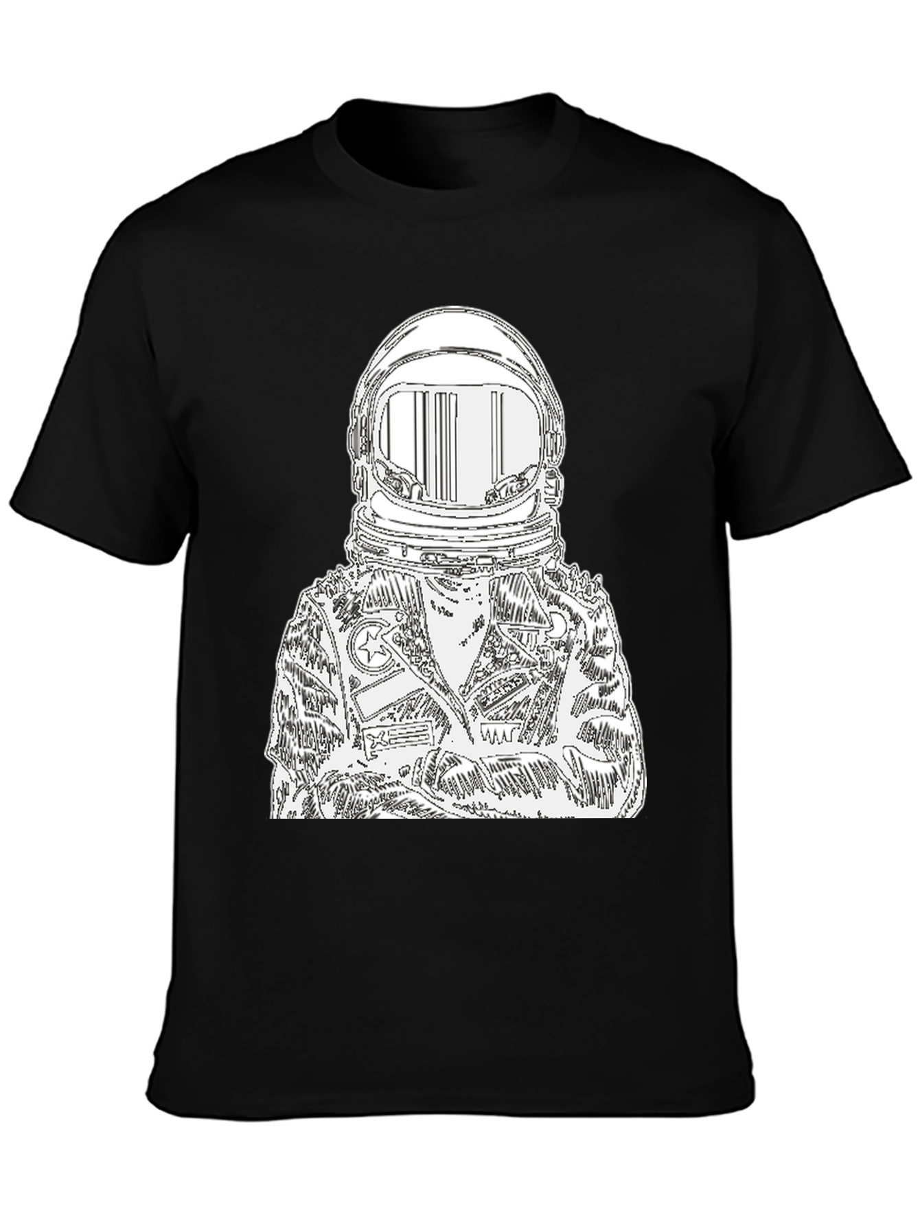Astronaut Graphic Print Black T-Shirt