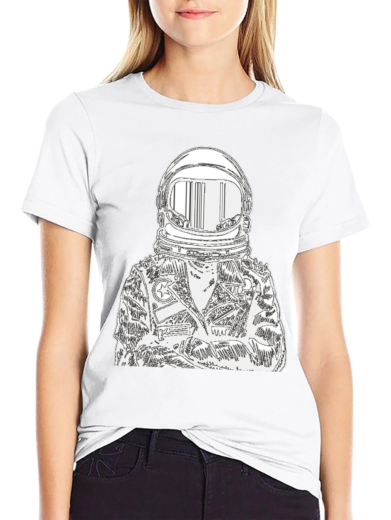 Astronaut Graphic Print Black T-Shirt