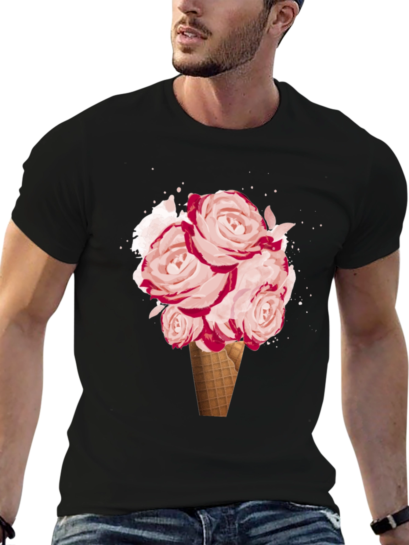 Floral Ice Cream Cone Graphic Tee