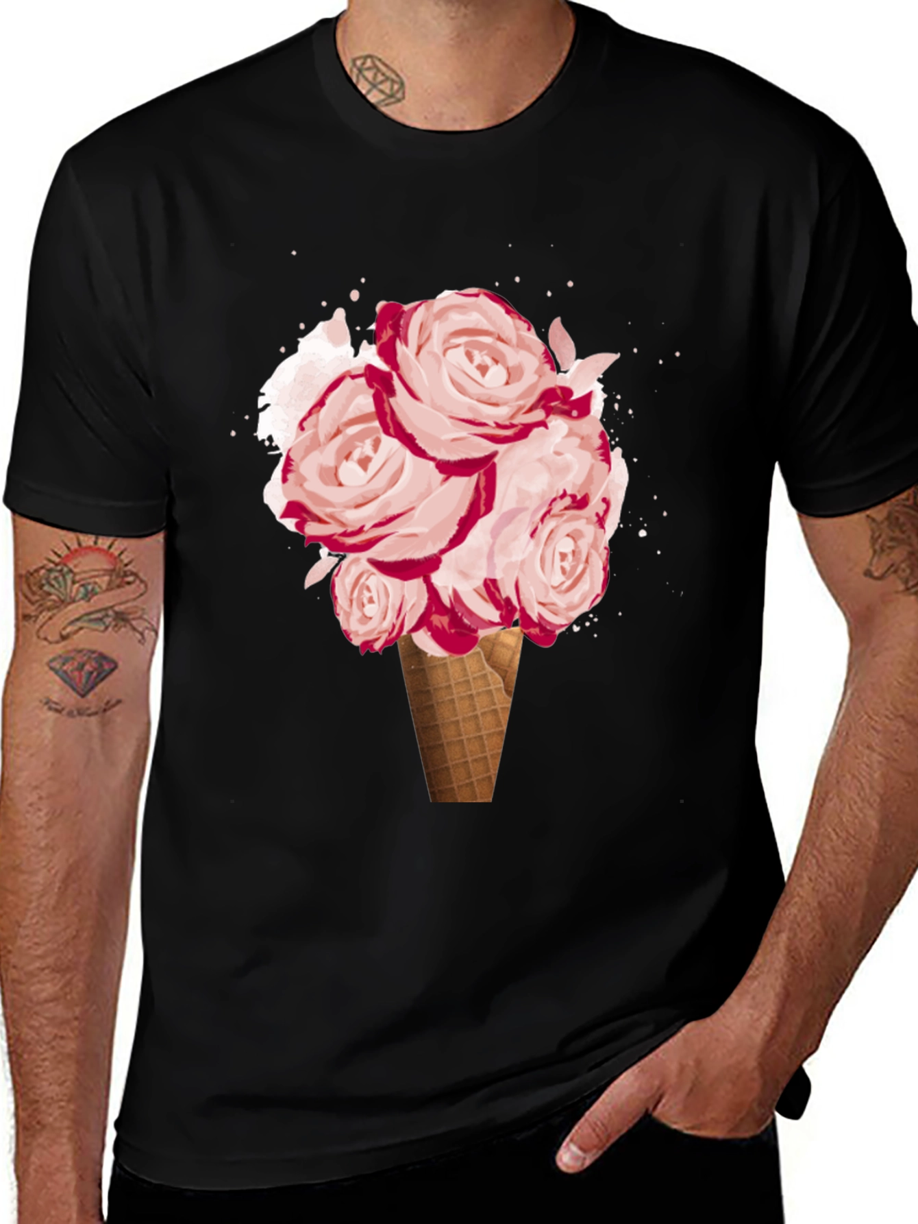 Floral Ice Cream Cone Graphic Tee