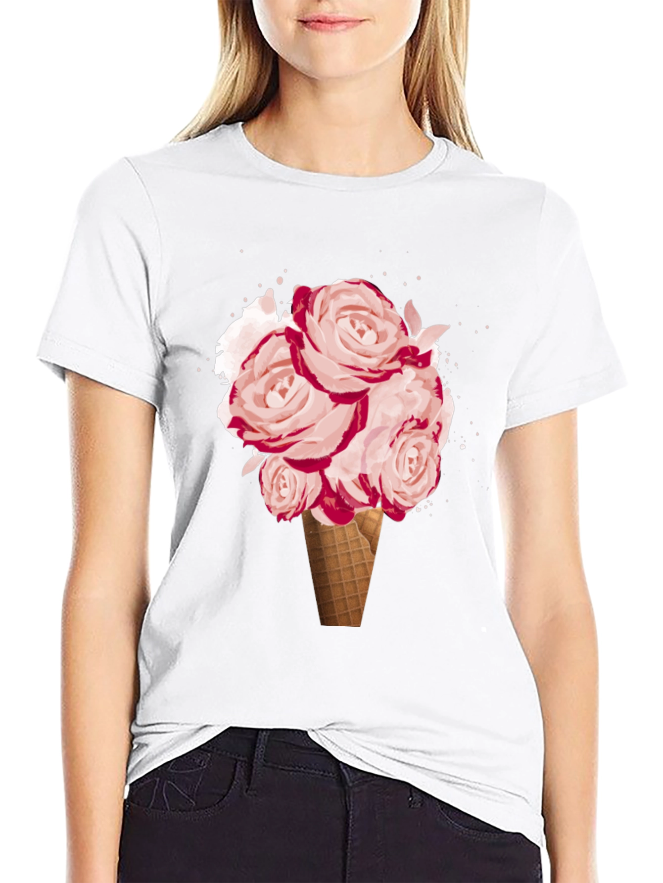 Floral Ice Cream Cone Graphic Tee