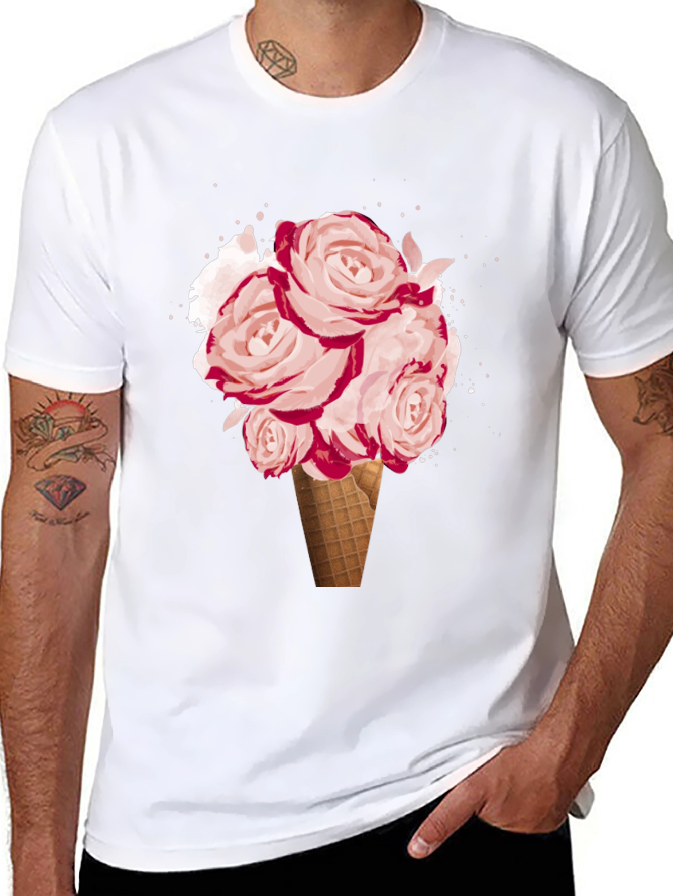 Floral Ice Cream Cone Graphic Tee