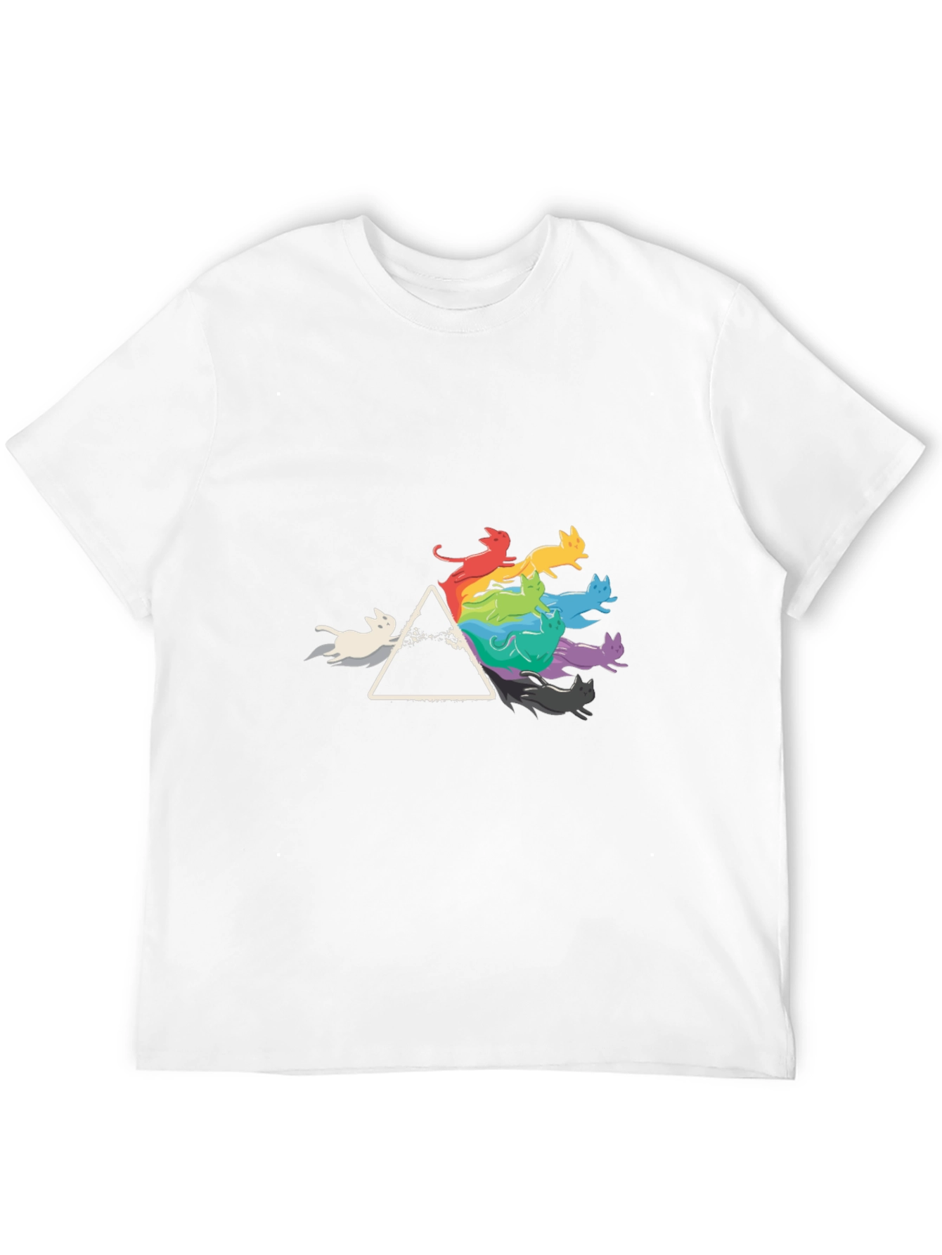 Prism Cats Black T-Shirt - Rainbow Feline Design