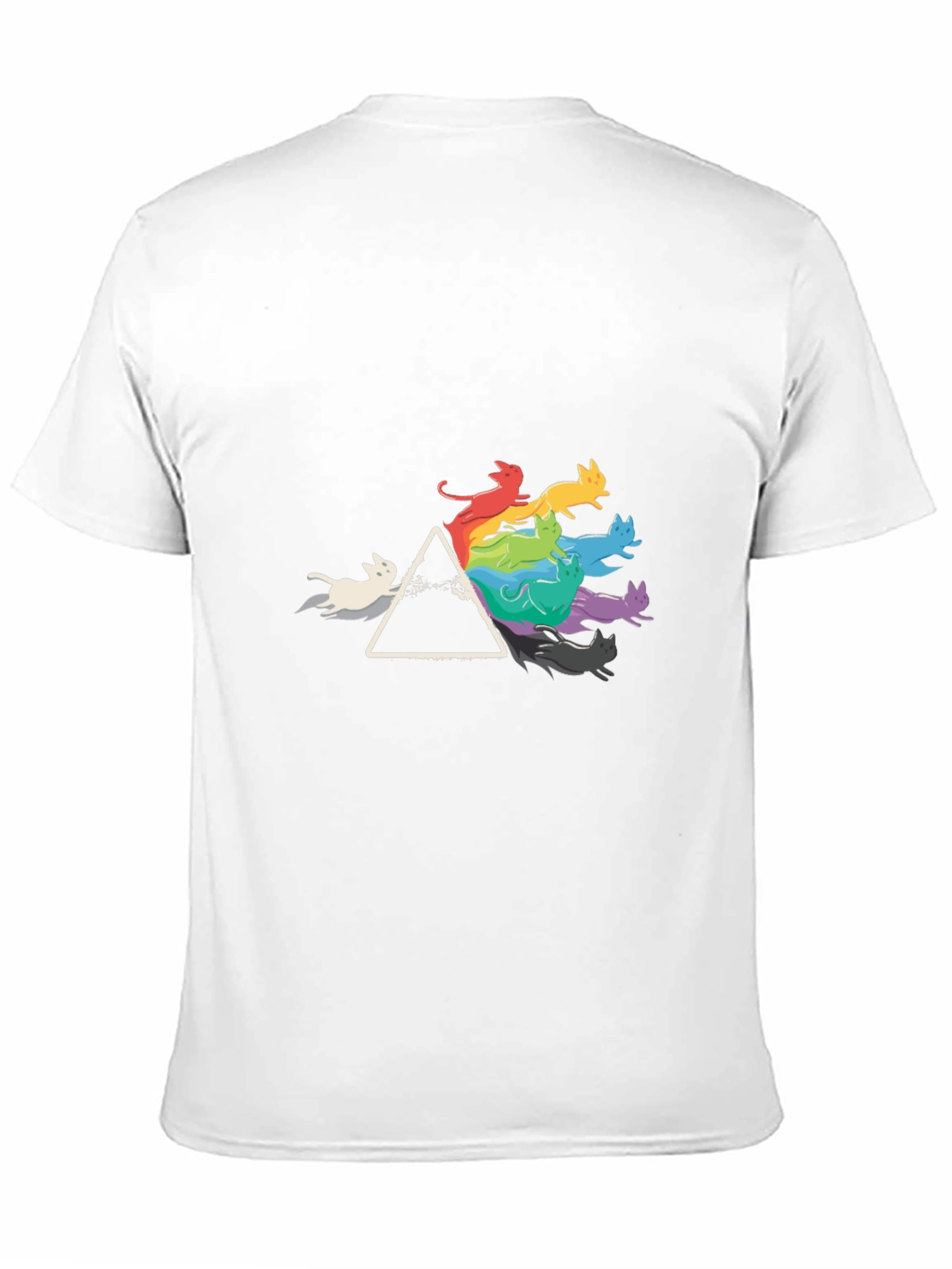 Prism Cats Black T-Shirt - Rainbow Feline Design