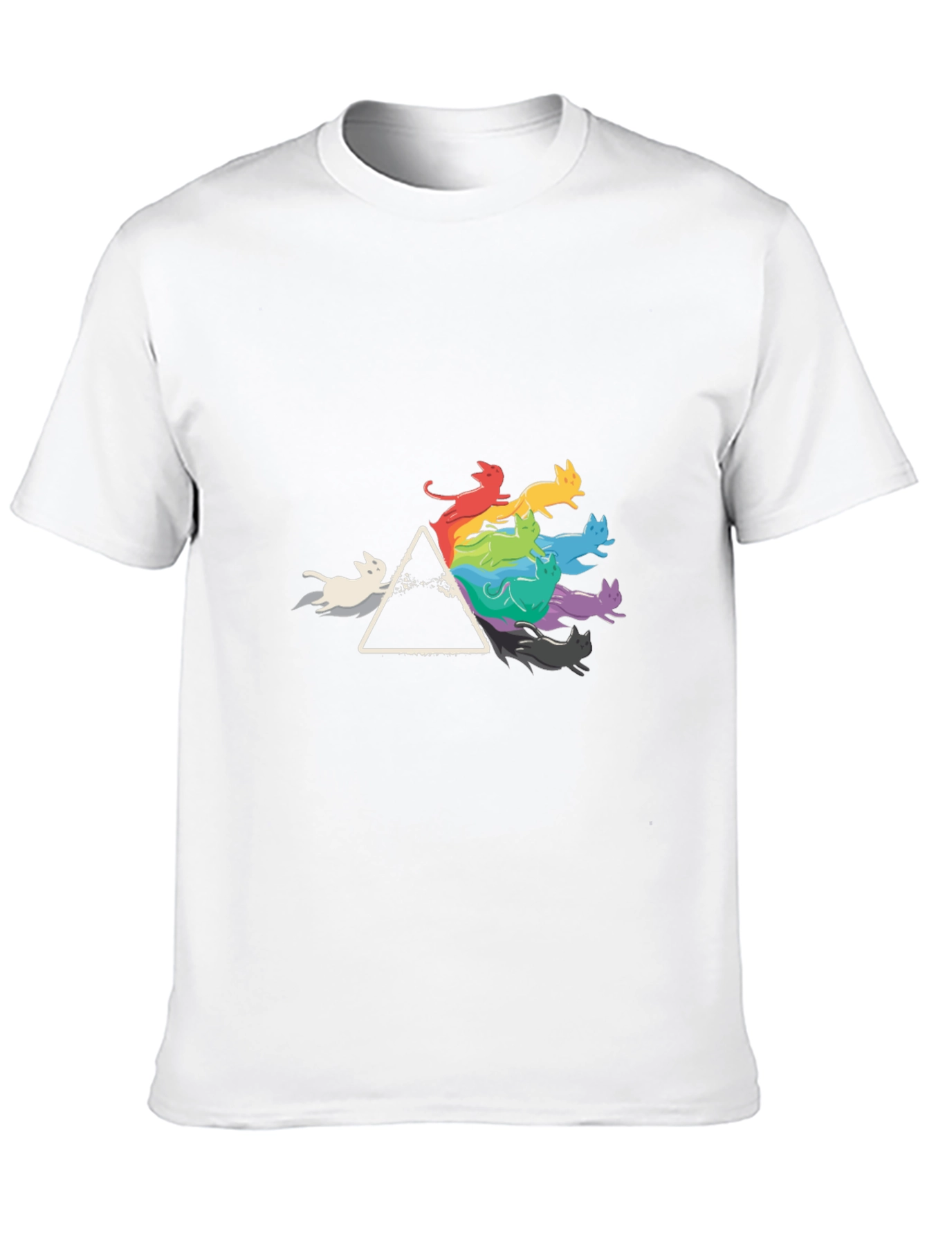 Prism Cats Black T-Shirt - Rainbow Feline Design