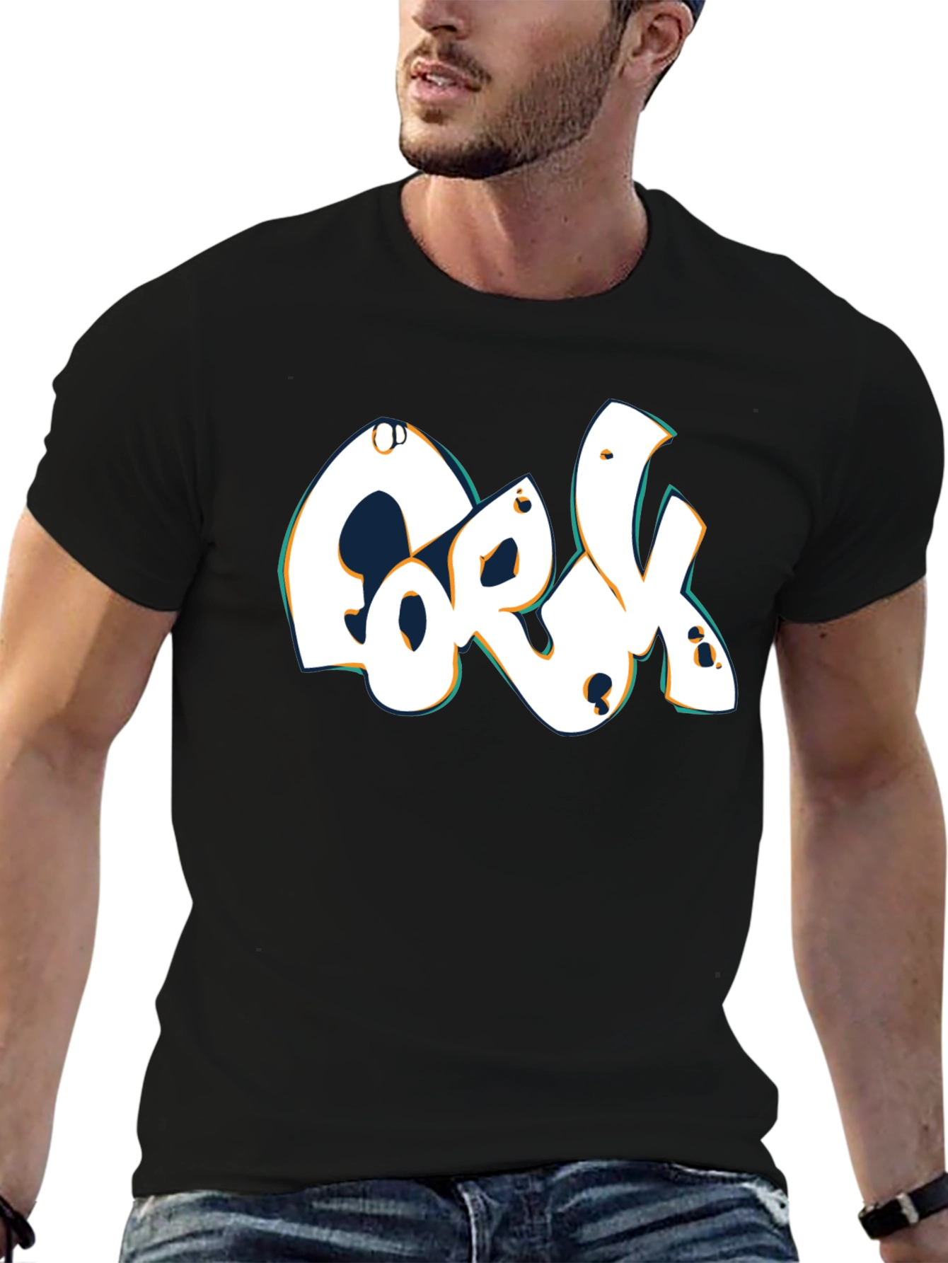 Cork Lettering Black T-Shirt