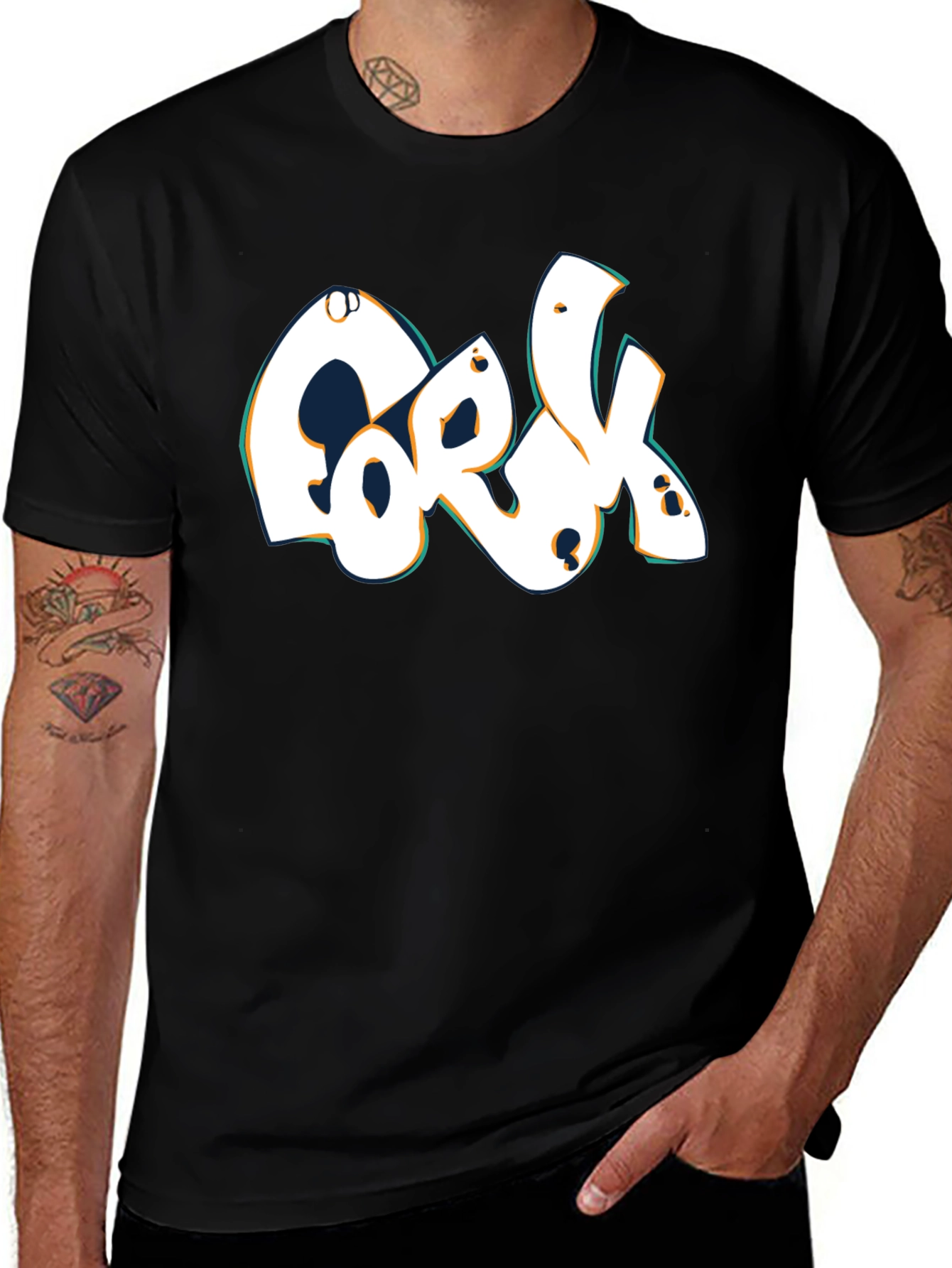 Cork Lettering Black T-Shirt