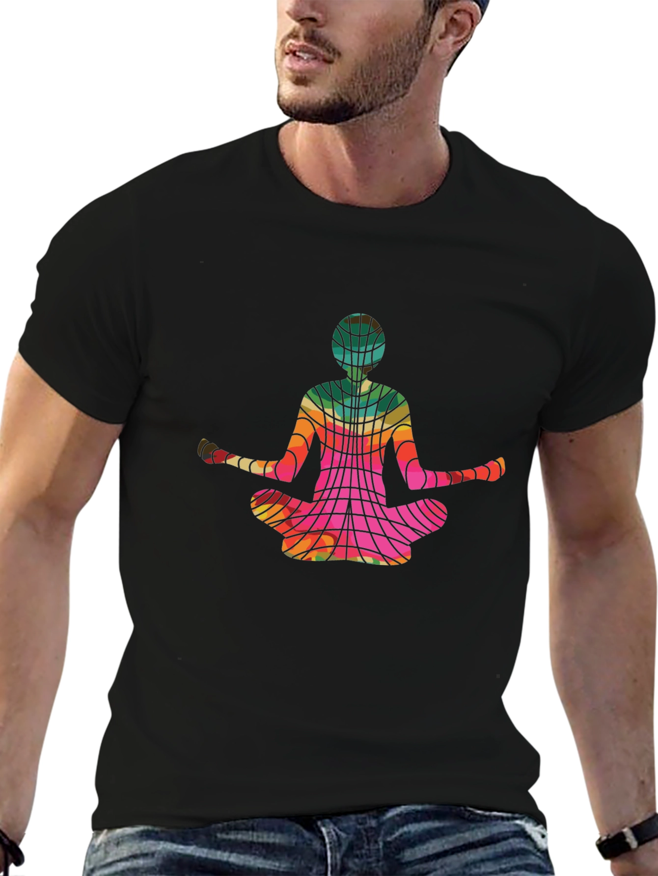 Yoga Meditation Graphic Black T-Shirt