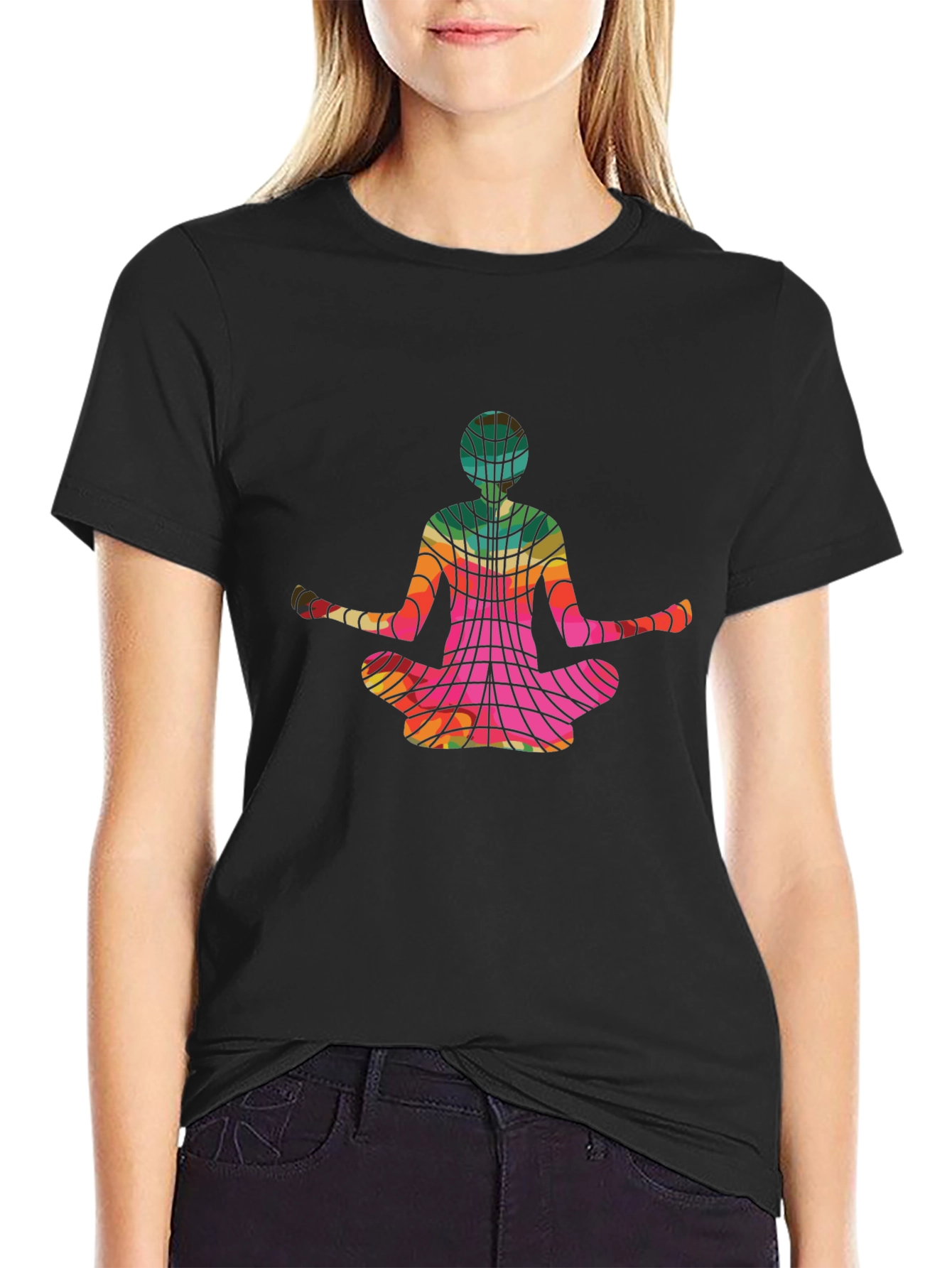 Yoga Meditation Graphic Black T-Shirt