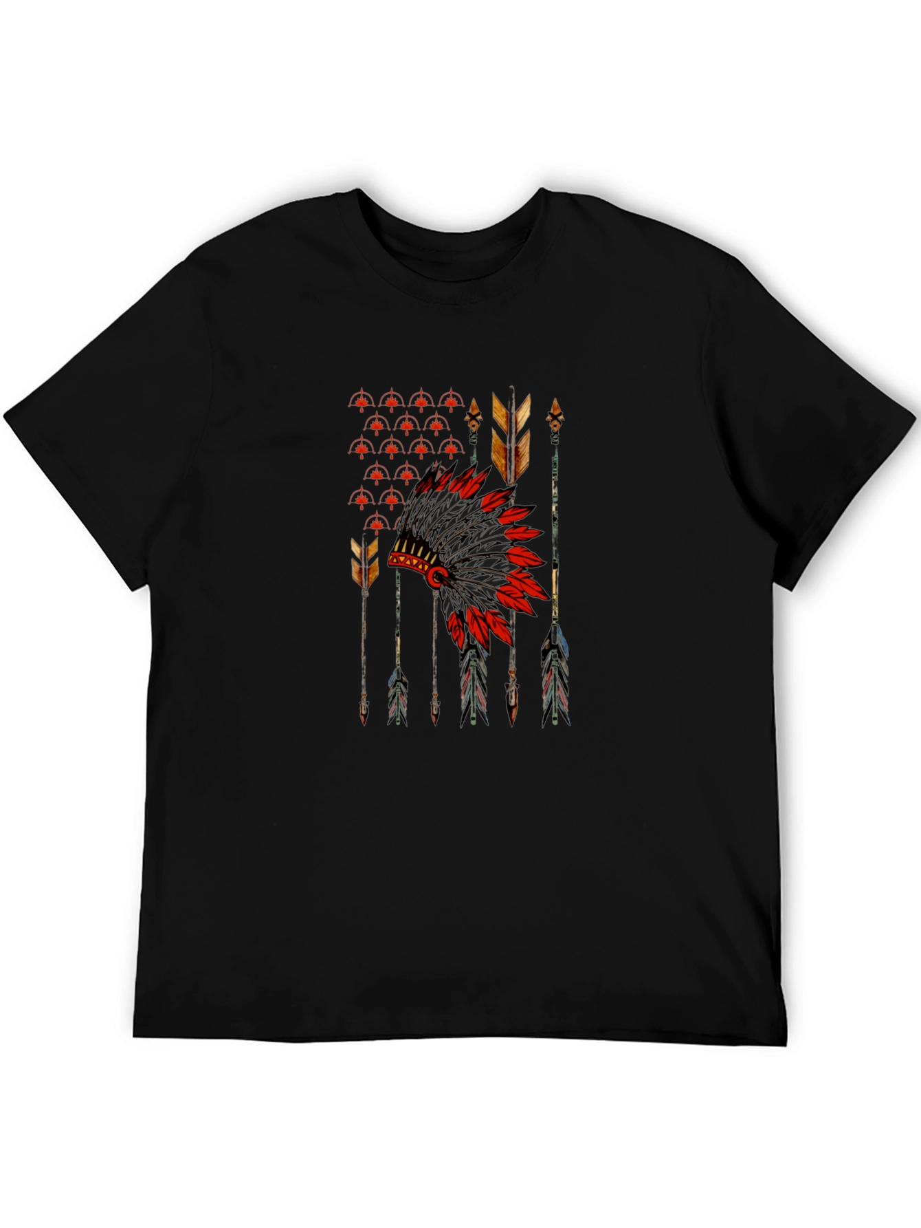 Native American Headdress Graphic Tee - Black