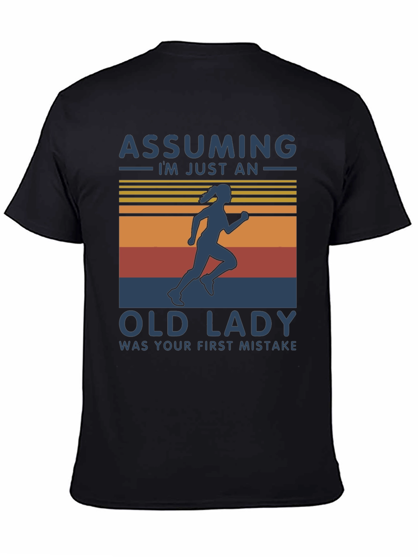 Assuming Old Lady Black Graphic T-Shirt