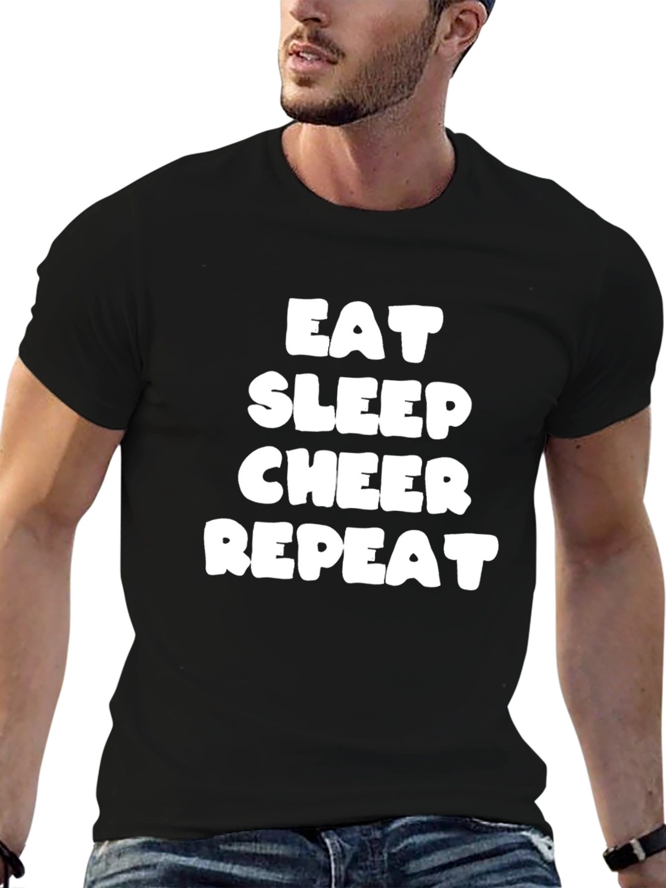 Eat Sleep Cheer Repeat T-Shirt - Black