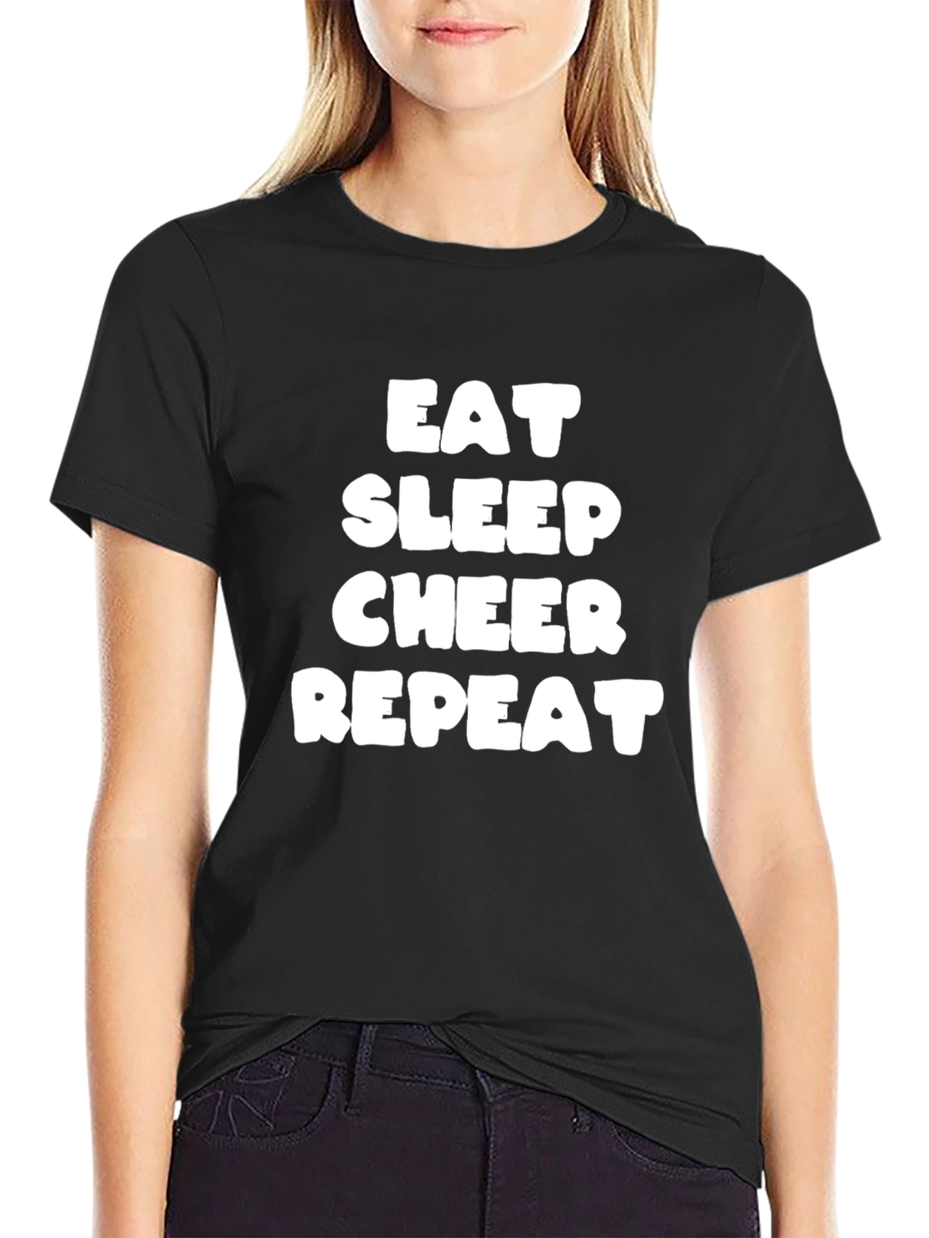 Eat Sleep Cheer Repeat T-Shirt - Black
