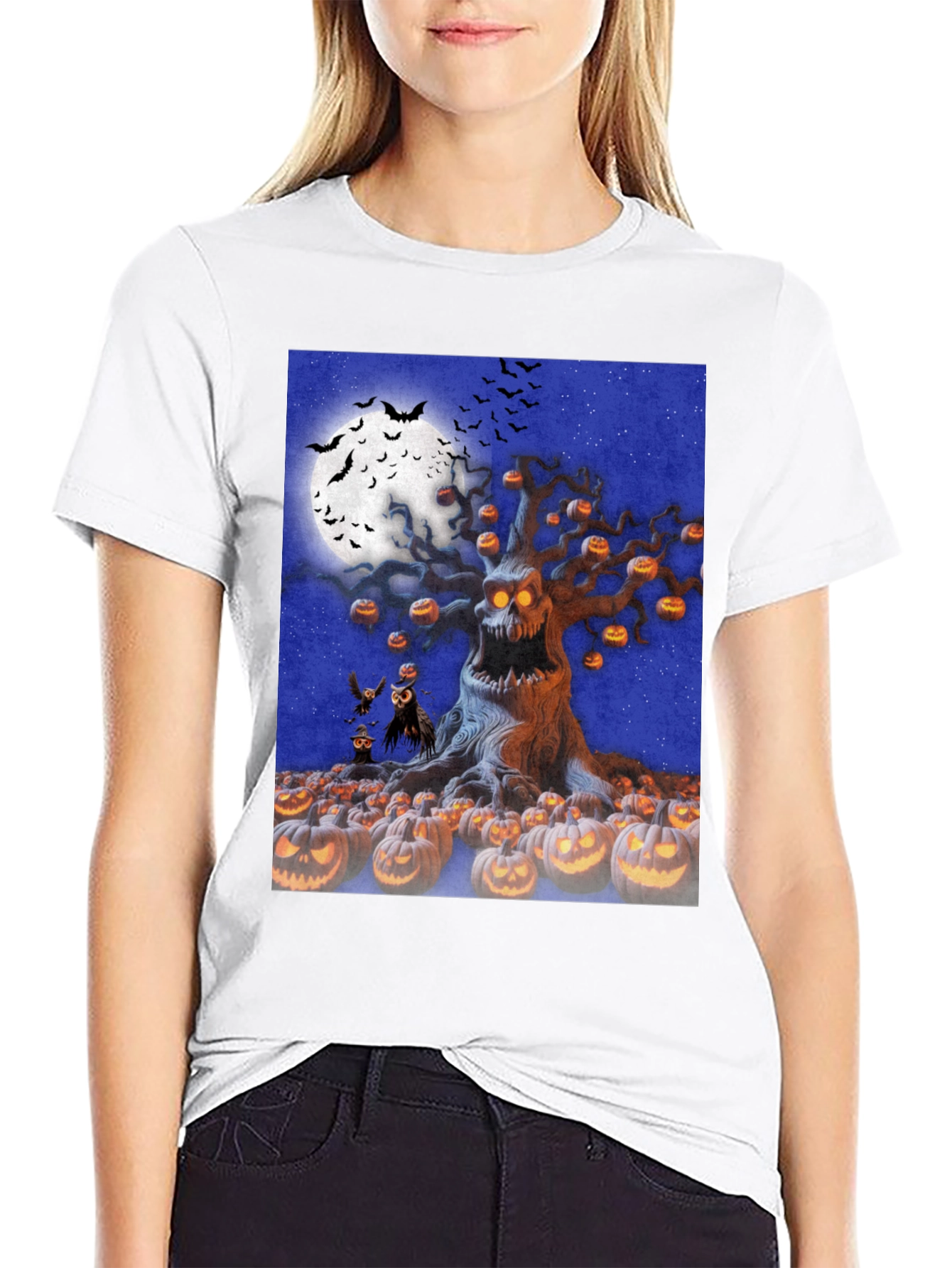Halloween Tree Graphic Tee - Spooky Season Shirt