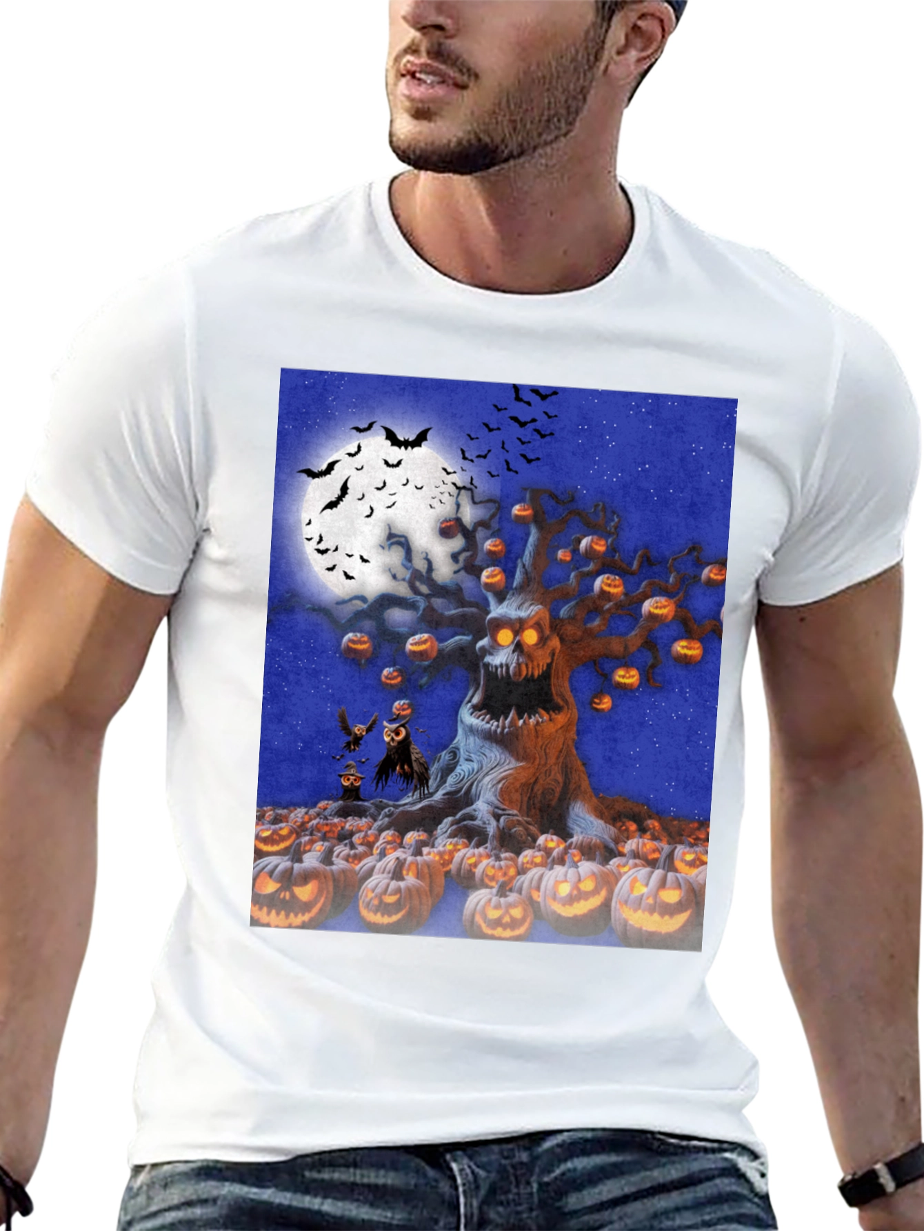 Halloween Tree Graphic Tee - Spooky Season Shirt