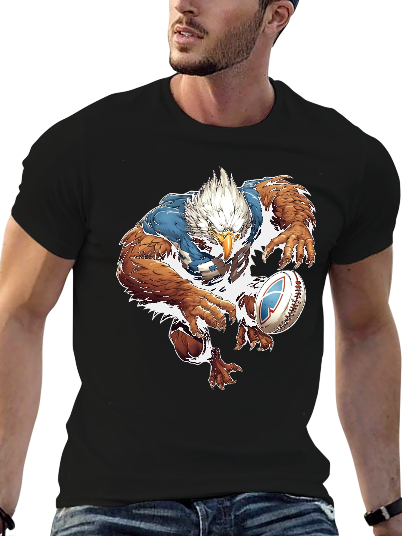 Eagle Football Player Graphic Tee