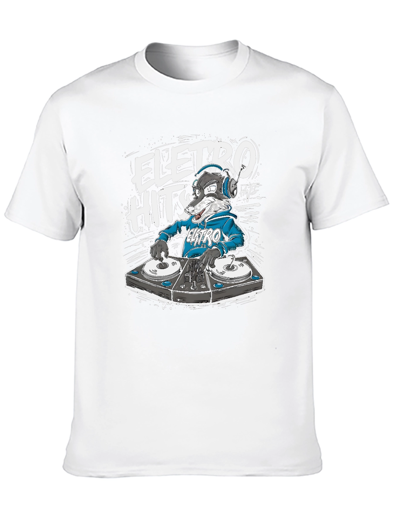 Electro Hits DJ Wolf Graphic T-Shirt - Black