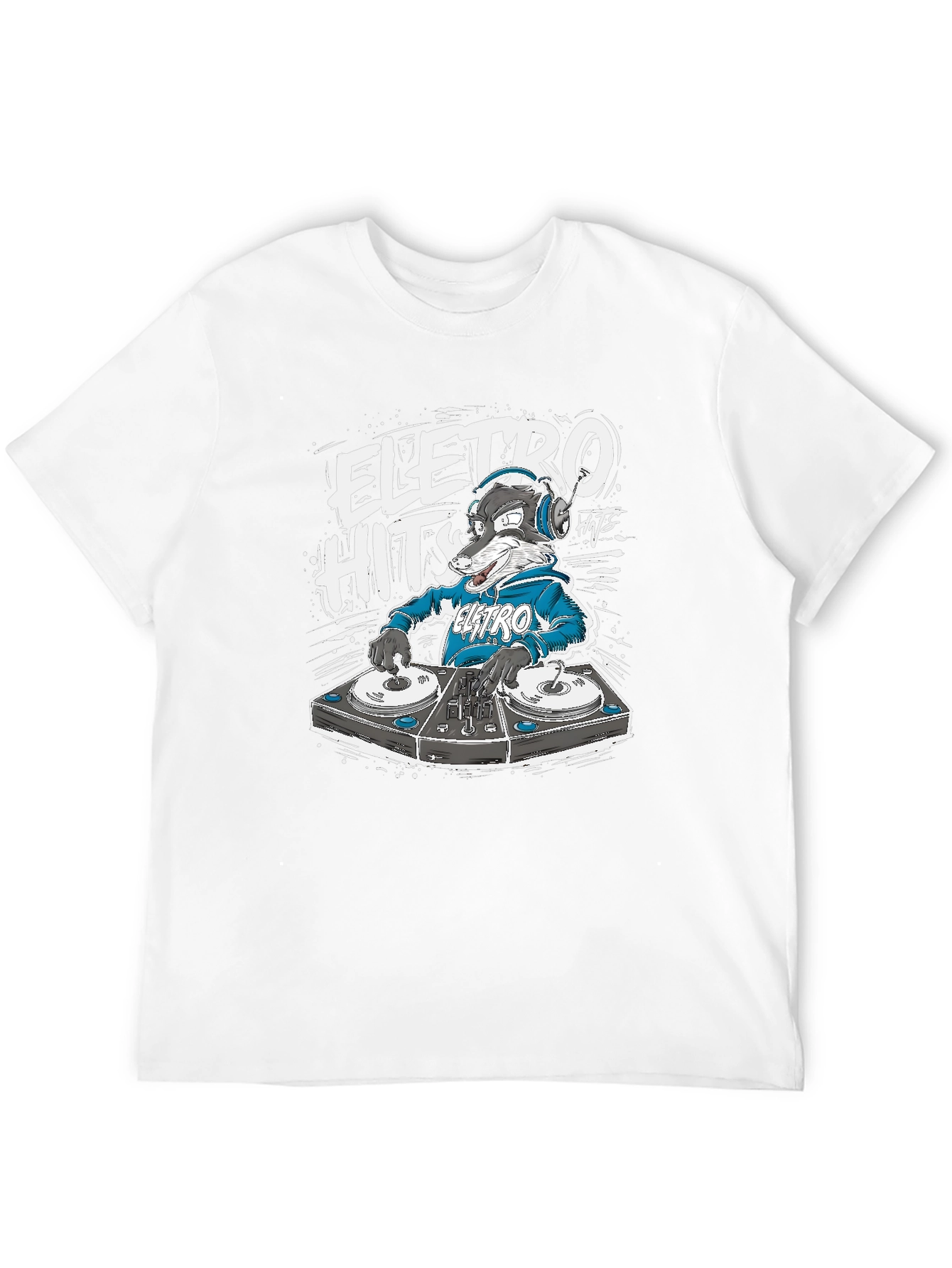 Electro Hits DJ Wolf Graphic T-Shirt - Black