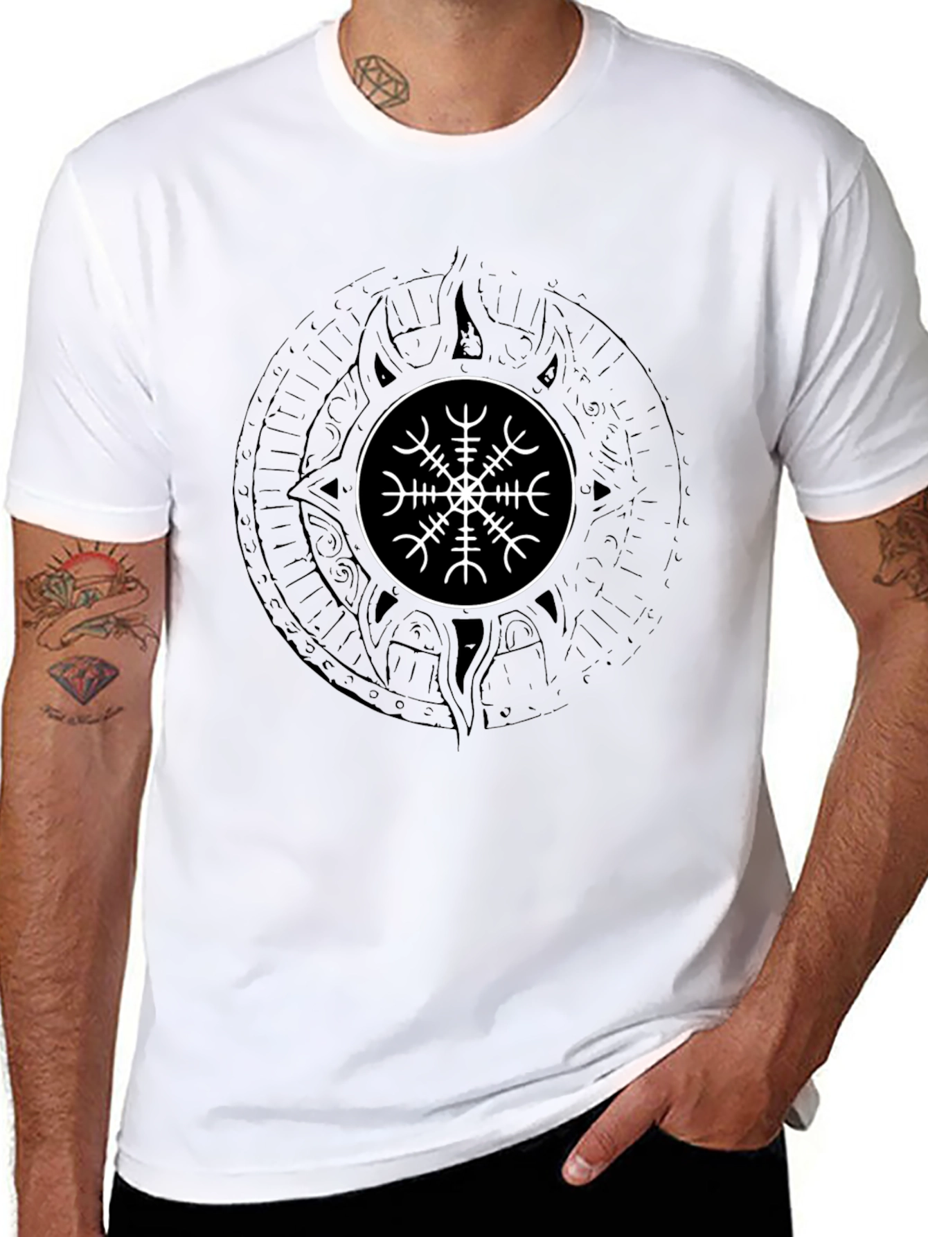 Vegvisir Compass T-Shirt - Viking Rune Guidance Tee