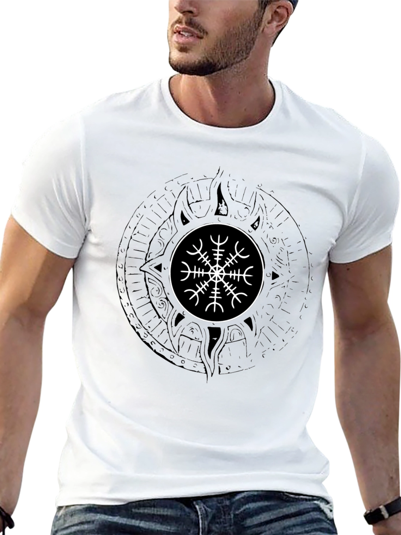 Vegvisir Compass T-Shirt - Viking Rune Guidance Tee