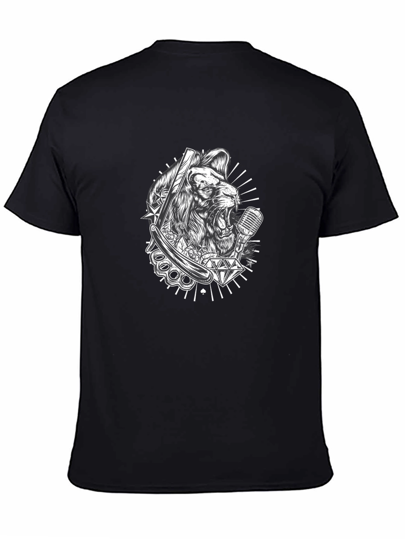 Lion Graphic Print Black T-Shirt