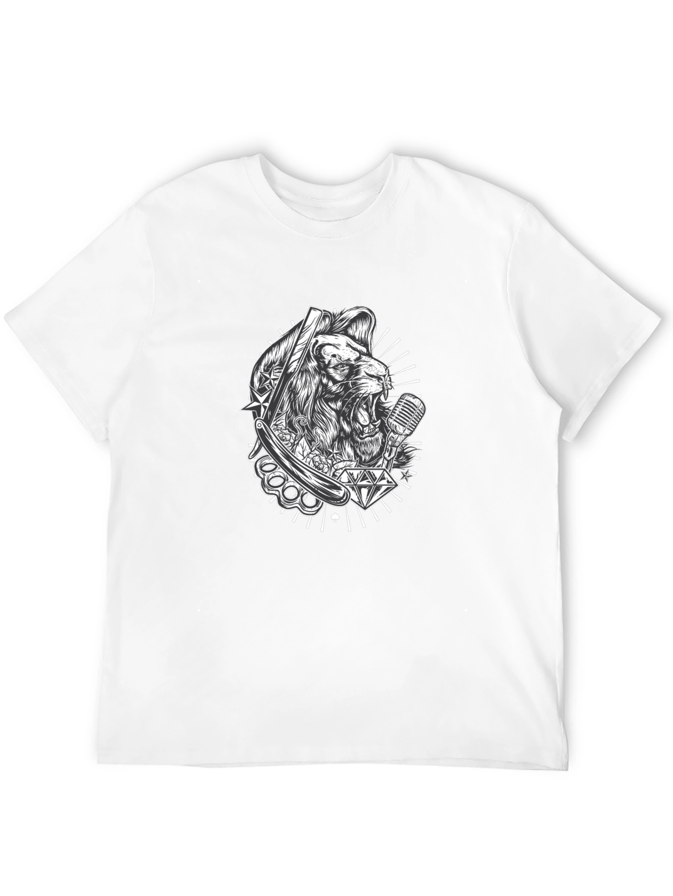 Lion Graphic Print Black T-Shirt