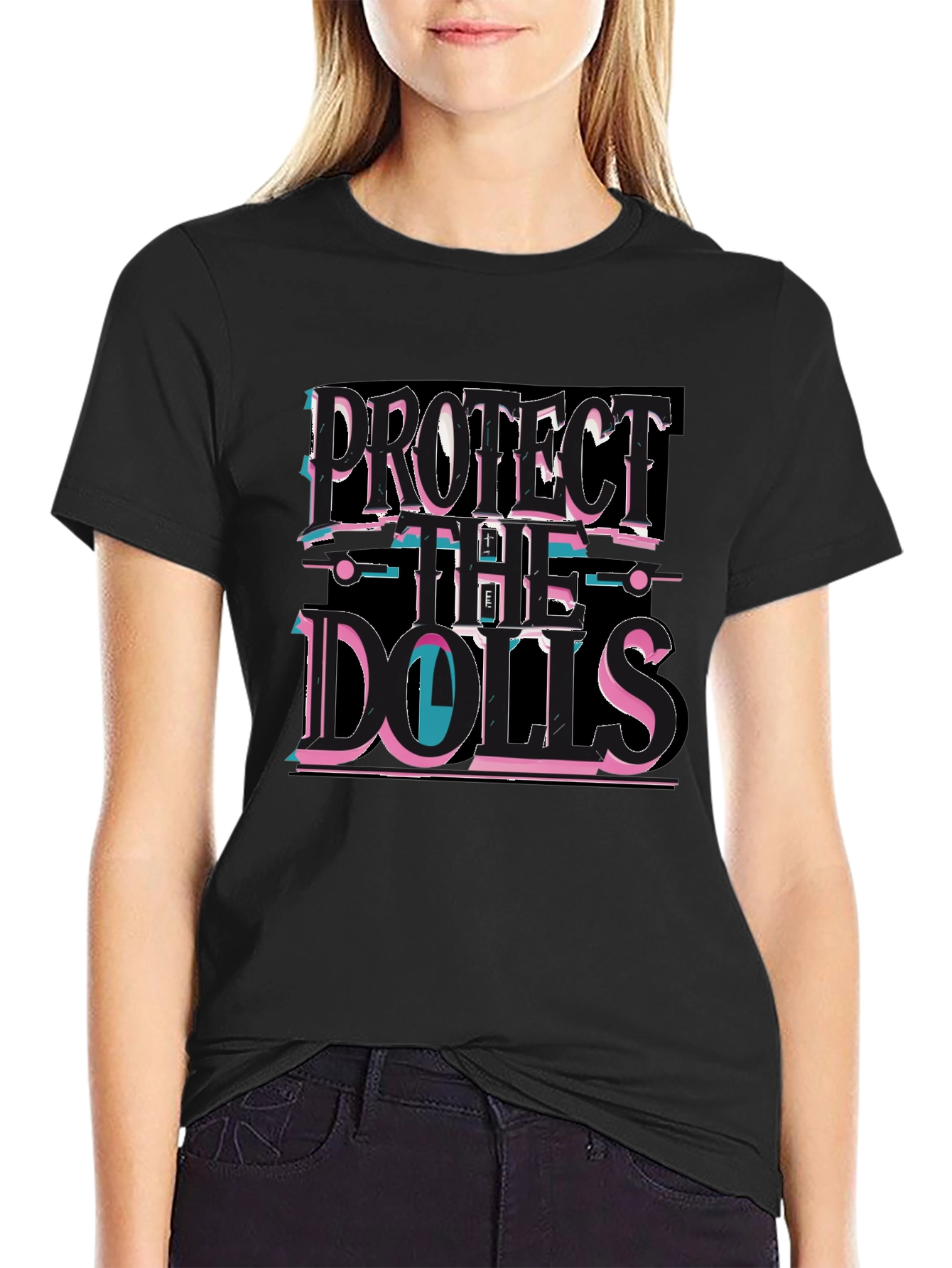 Protect the Dolls Black Graphic T-Shirt