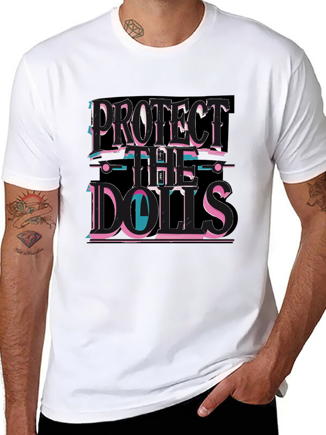 Protect the Dolls Black Graphic T-Shirt