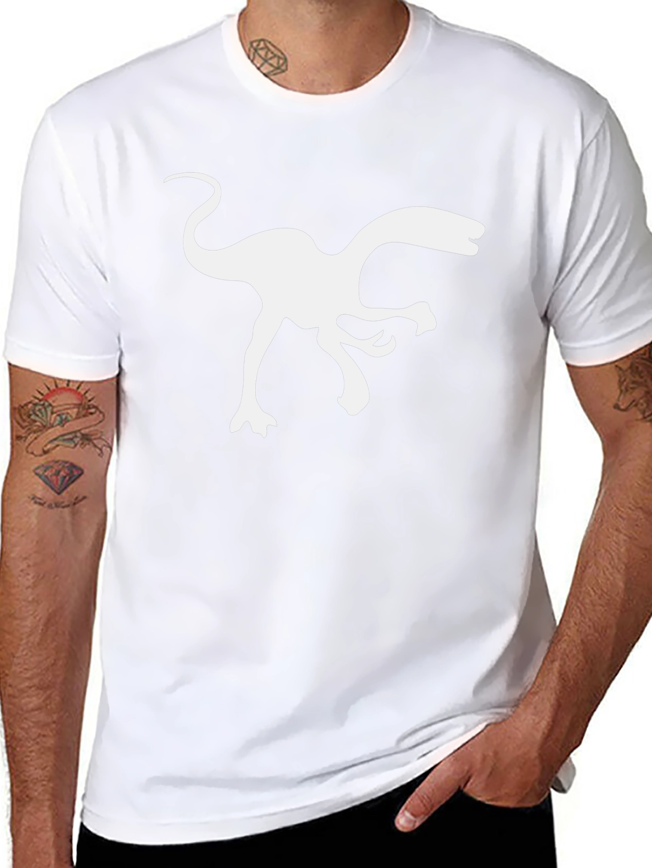 Dino Silhouette Tee - Black Cotton T-Shirt