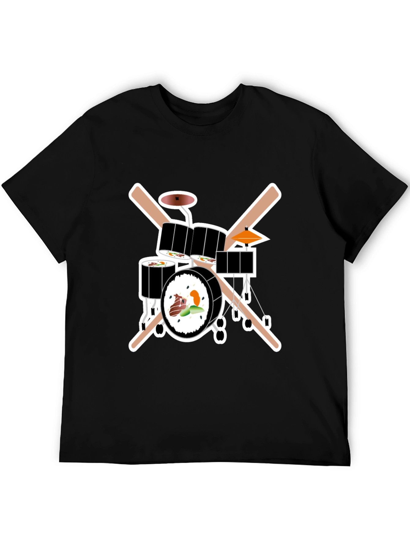 Sushi Drum Set T-Shirt - Black Cotton Tee