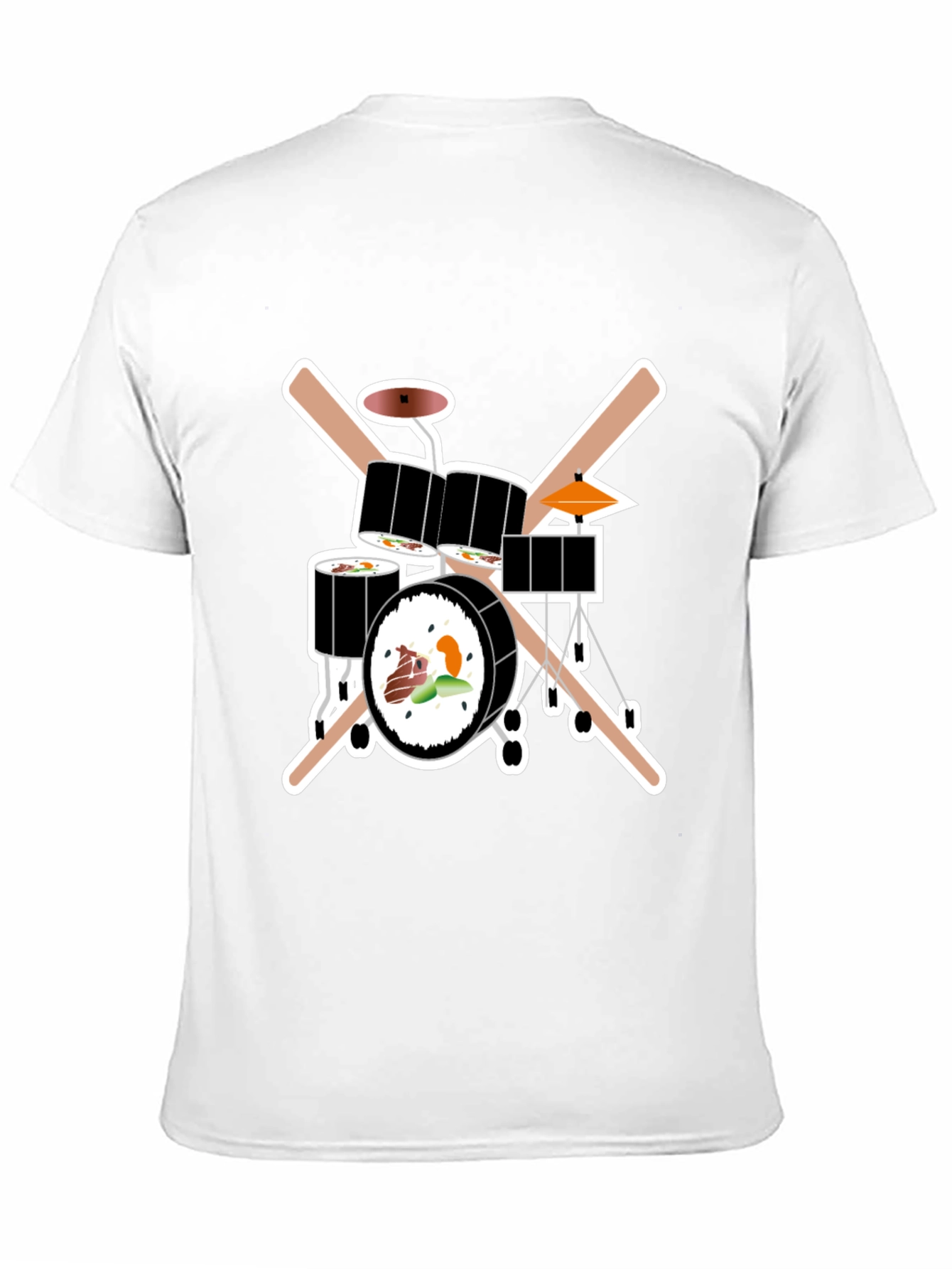 Sushi Drum Set T-Shirt - Black Cotton Tee