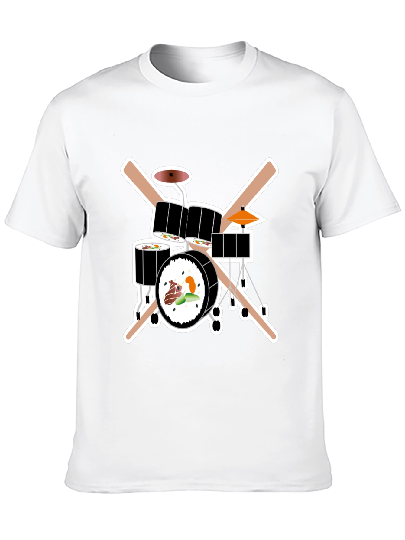 Sushi Drum Set T-Shirt - Black Cotton Tee